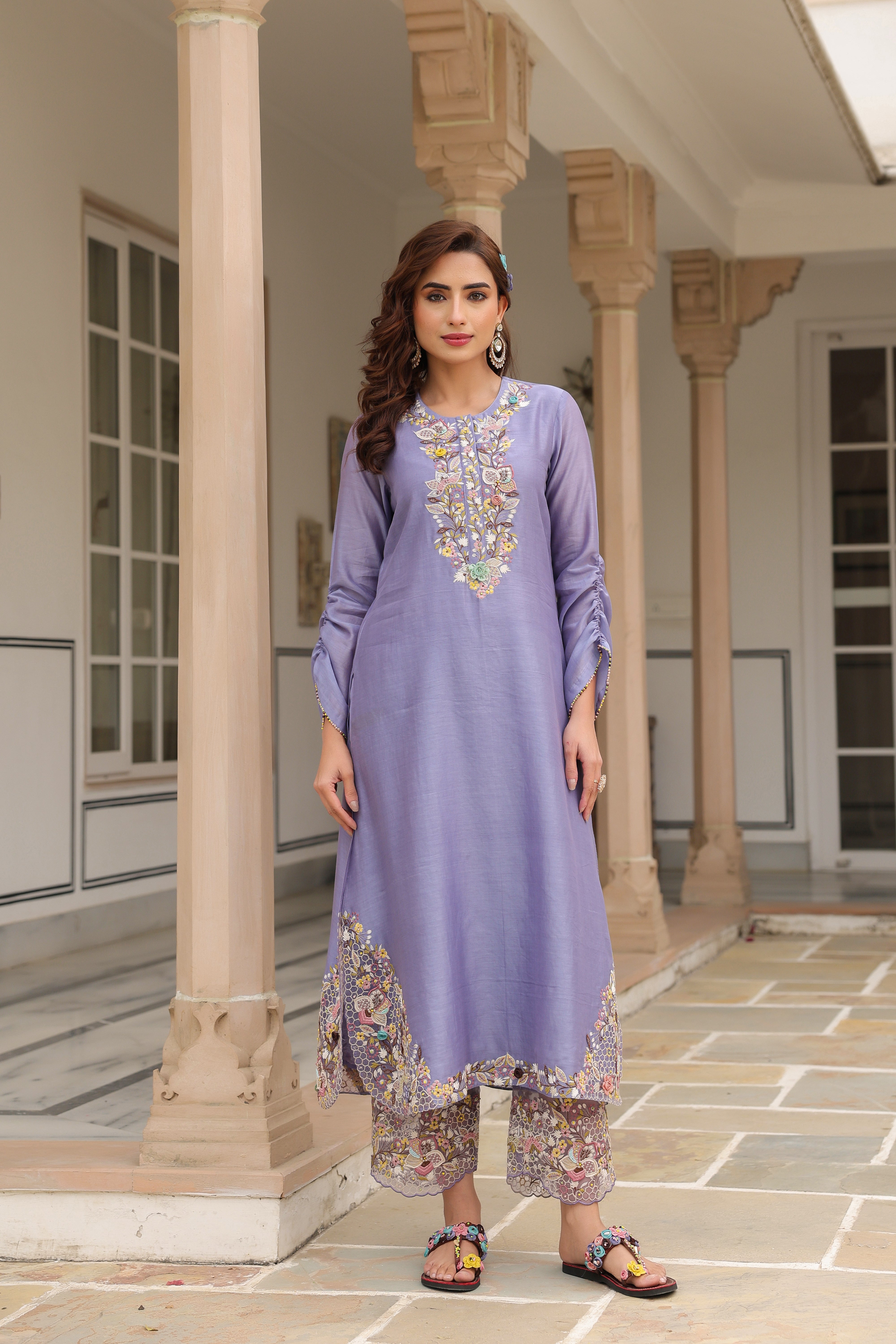 Lilac Farshi Reet Kurta Set