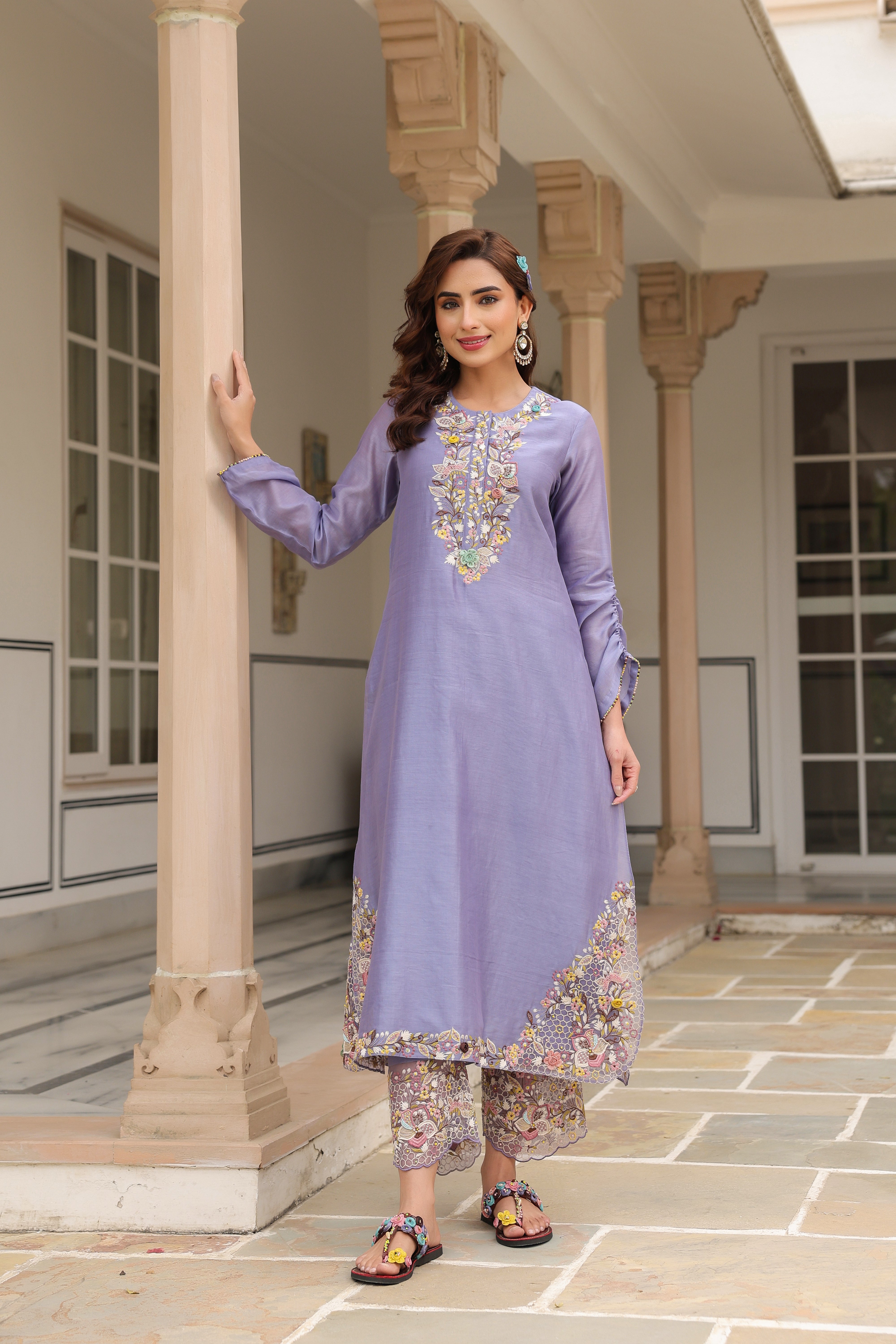 Lilac Farshi Reet Kurta Set