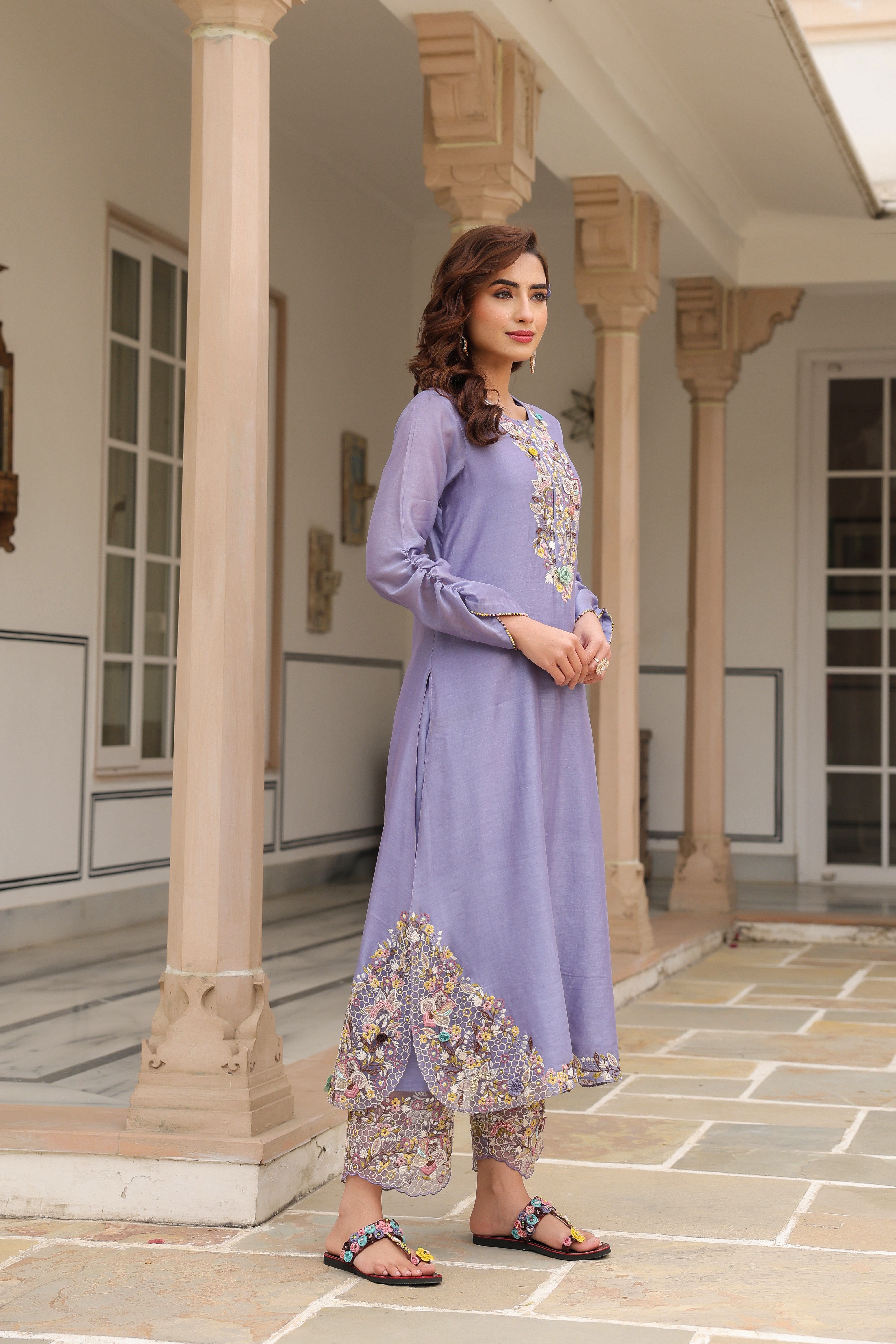 Lilac Farshi Reet Kurta Set
