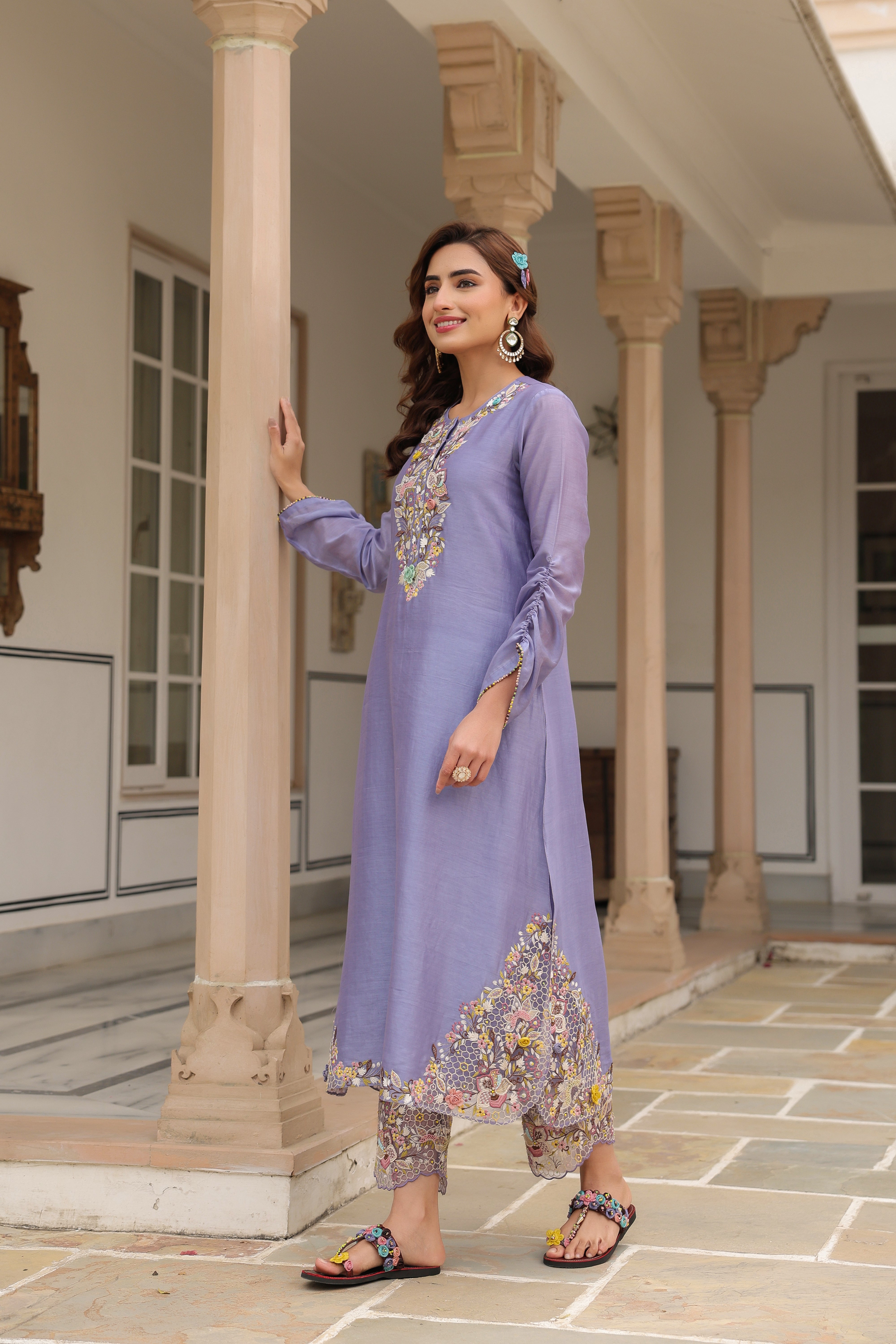 Lilac Farshi Reet Kurta Set