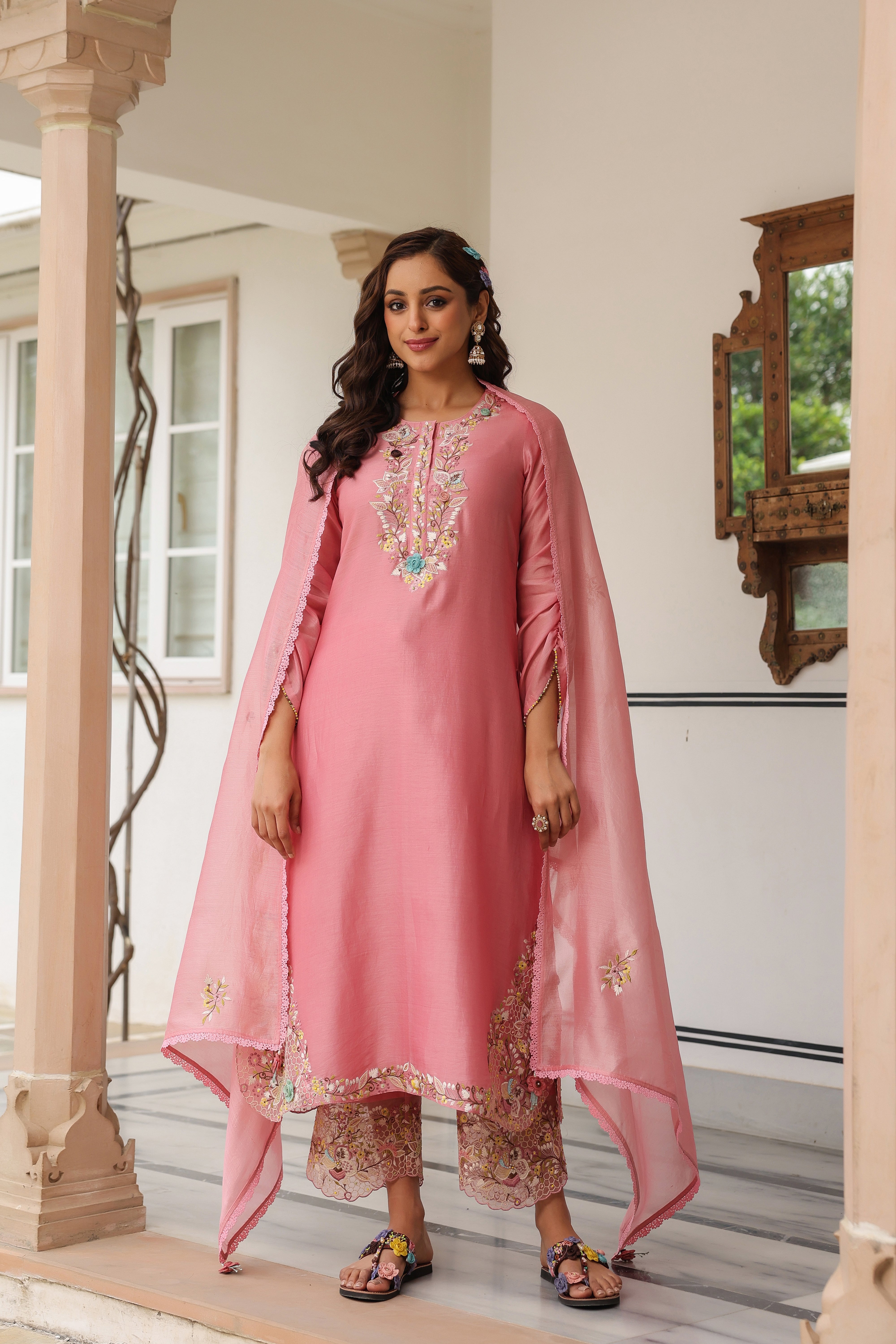 Pink Farshi Reet Kurta Set
