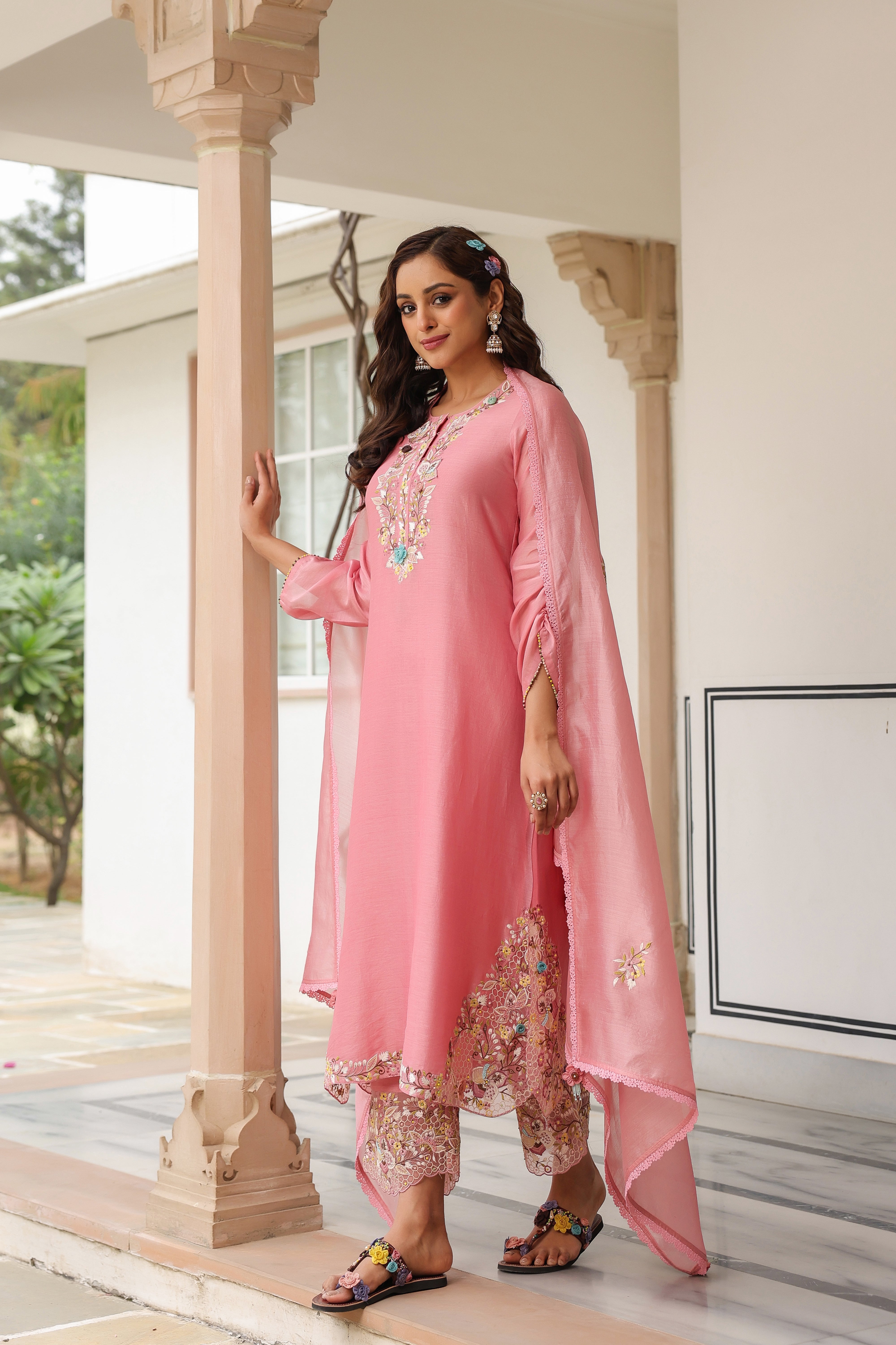 Pink Farshi Reet Kurta Set