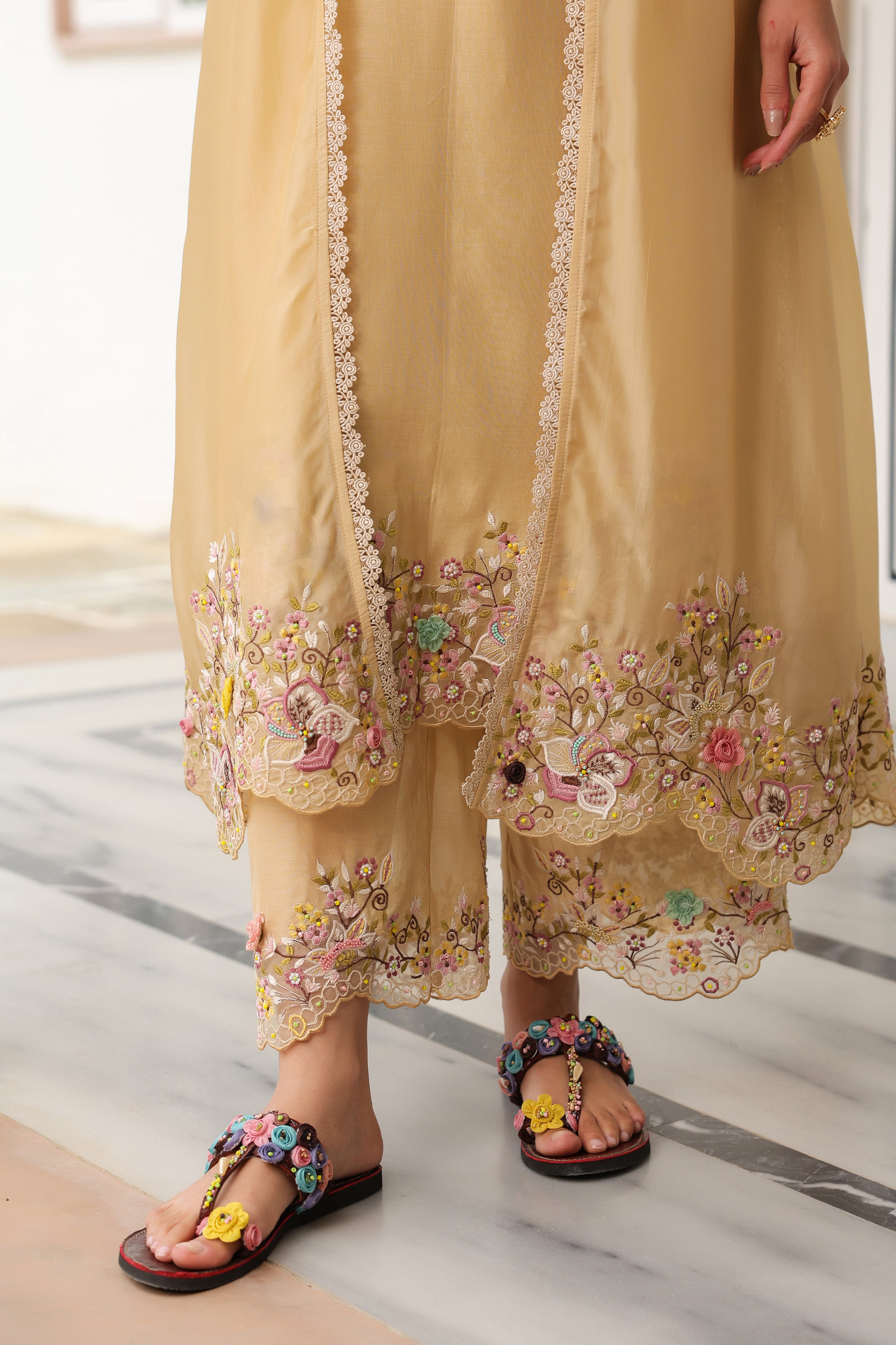 Ivory Heavy Jacket Style Reet Kurta Set