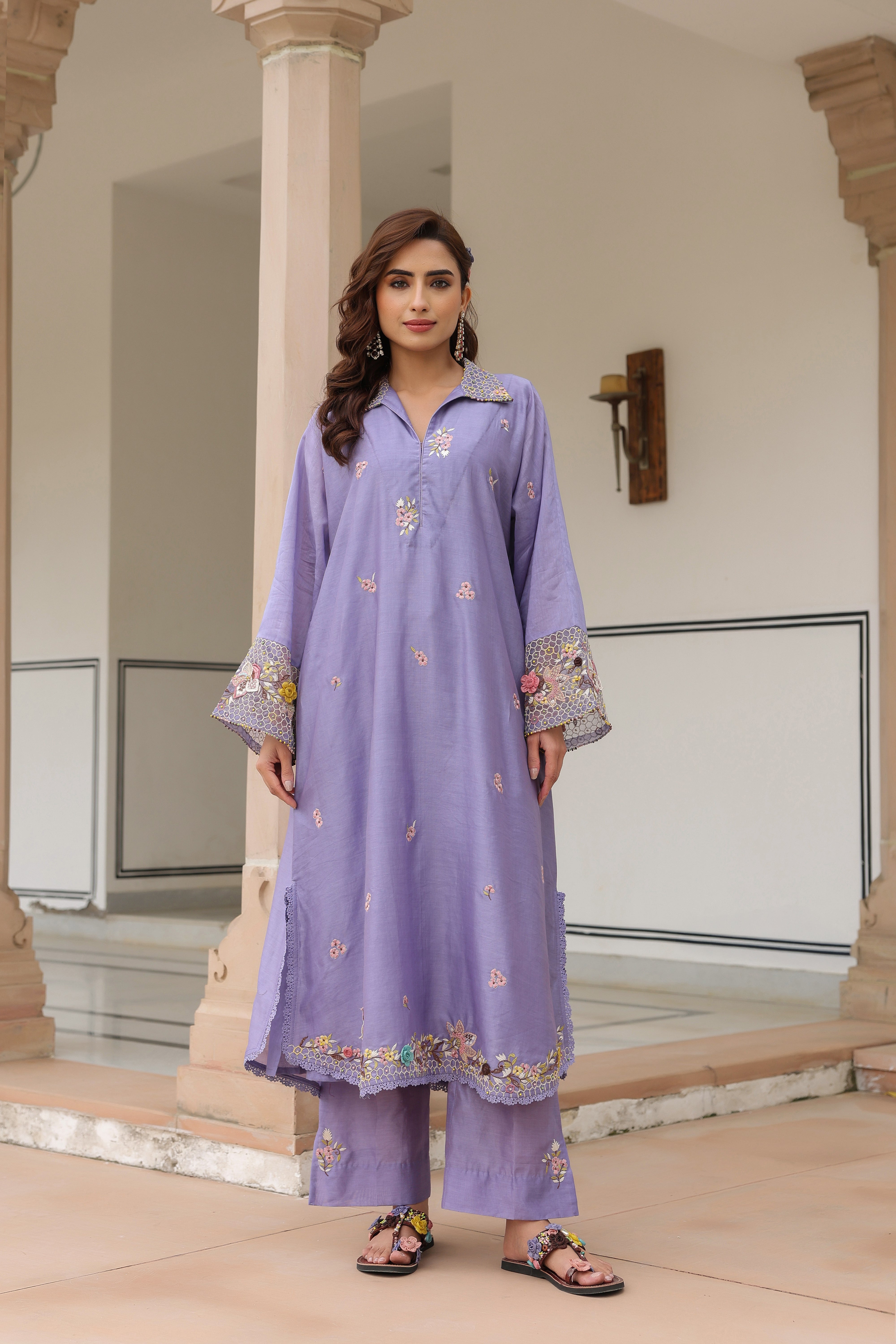 Lilac Collar Reet Kurta Set