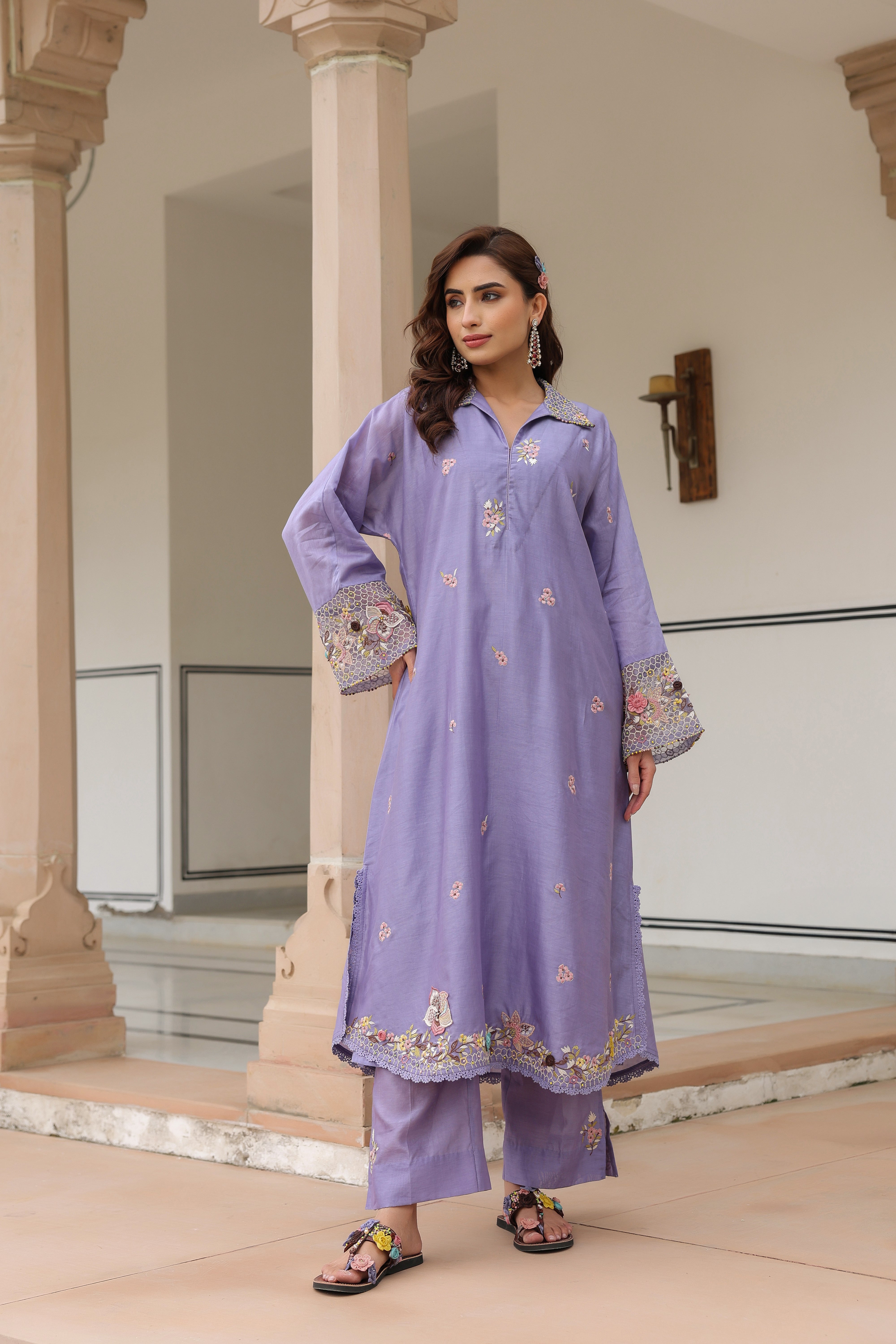 Lilac Collar Reet Kurta Set