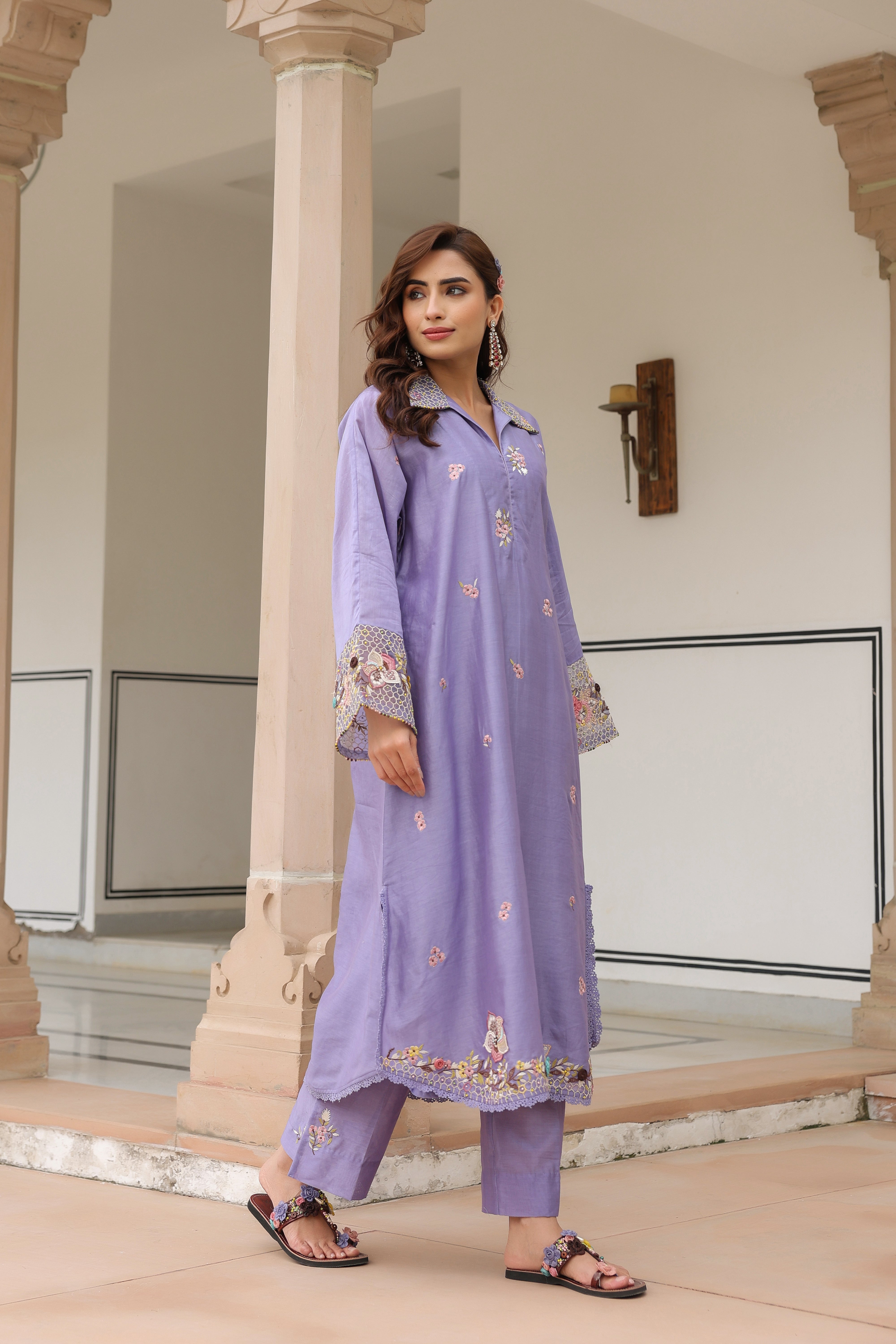 Lilac Collar Reet Kurta Set