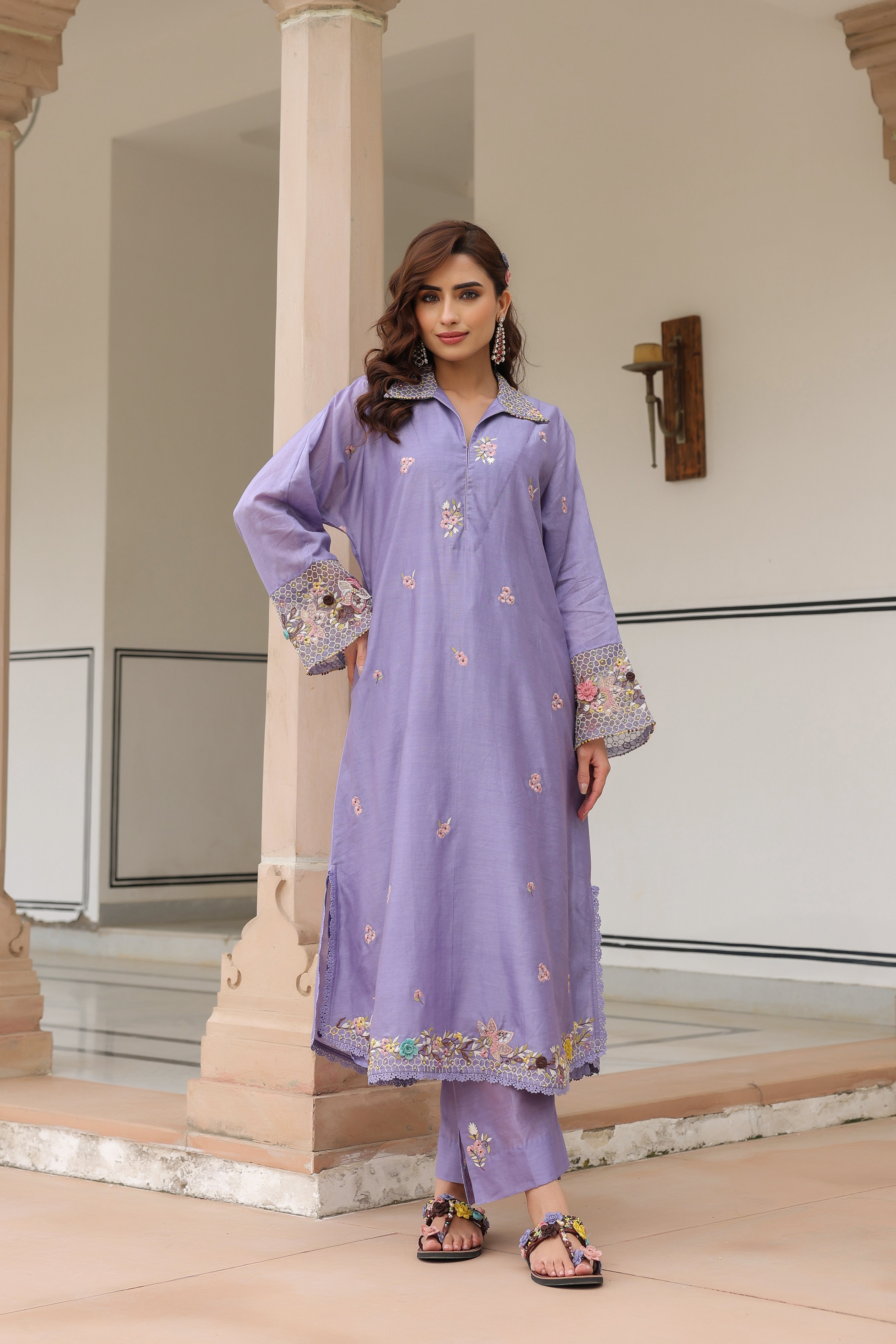 Lilac Collar Reet Kurta Set