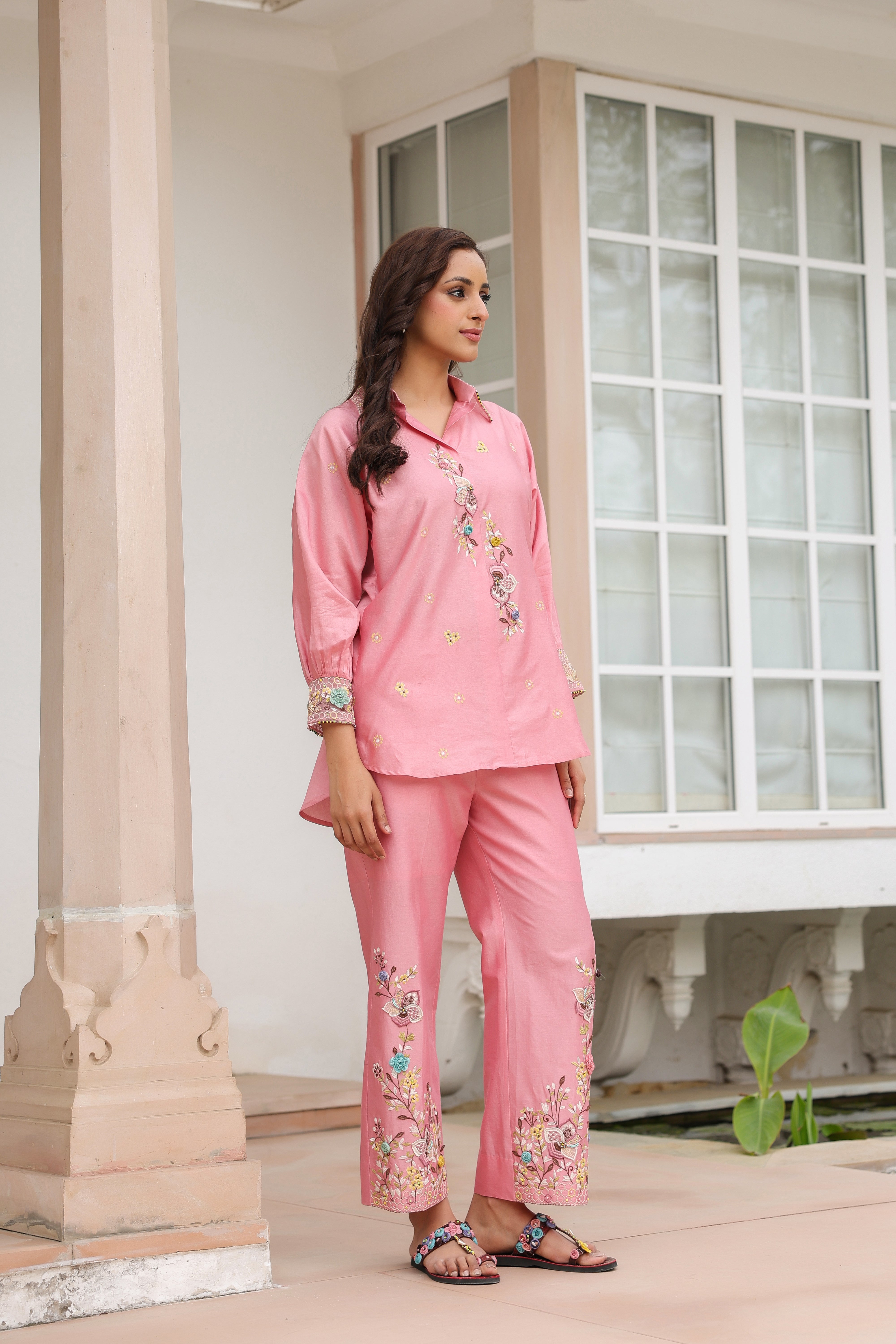 Pink Collar Reet Co-ord Set