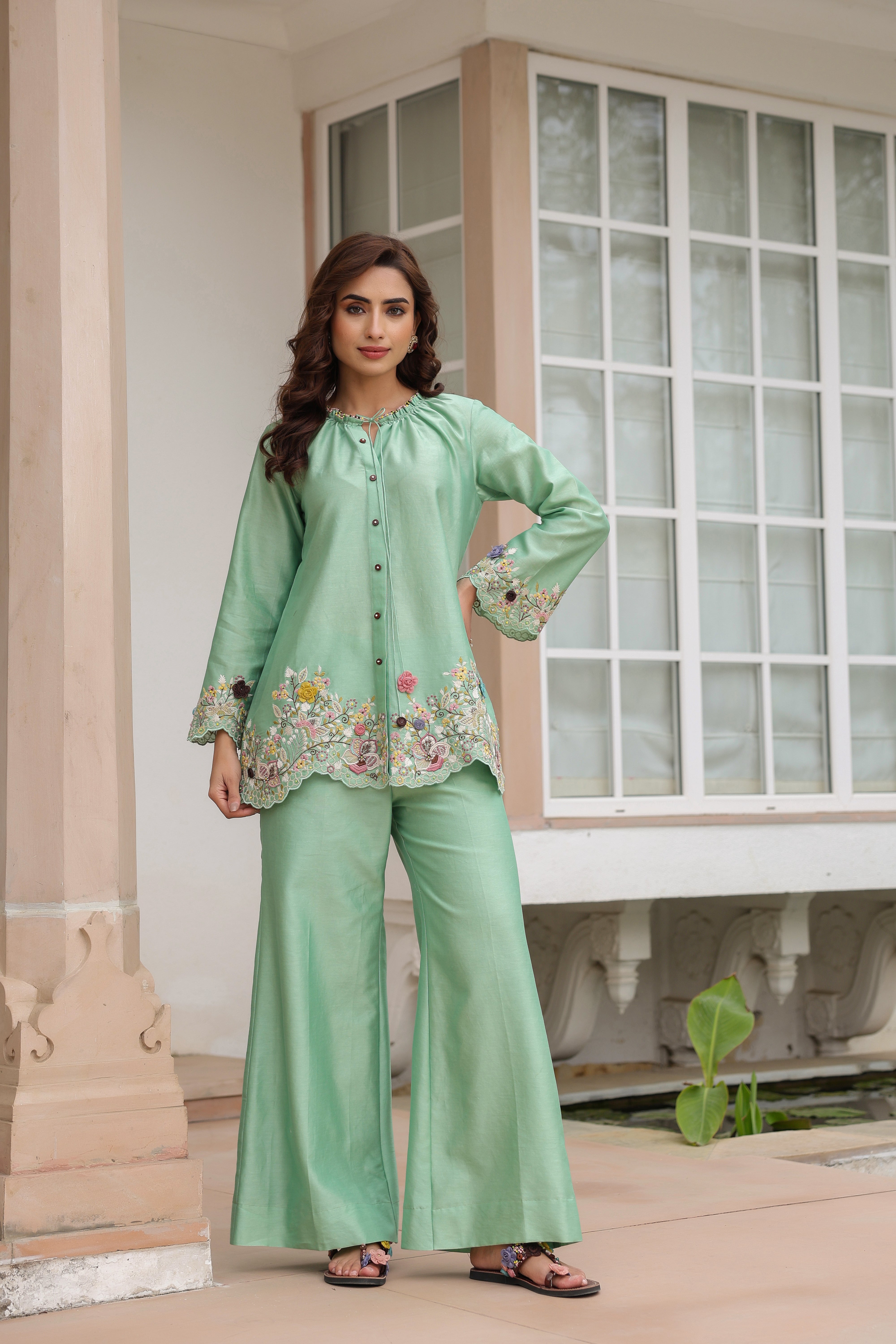 Green Scallop Reet Co-ord Set