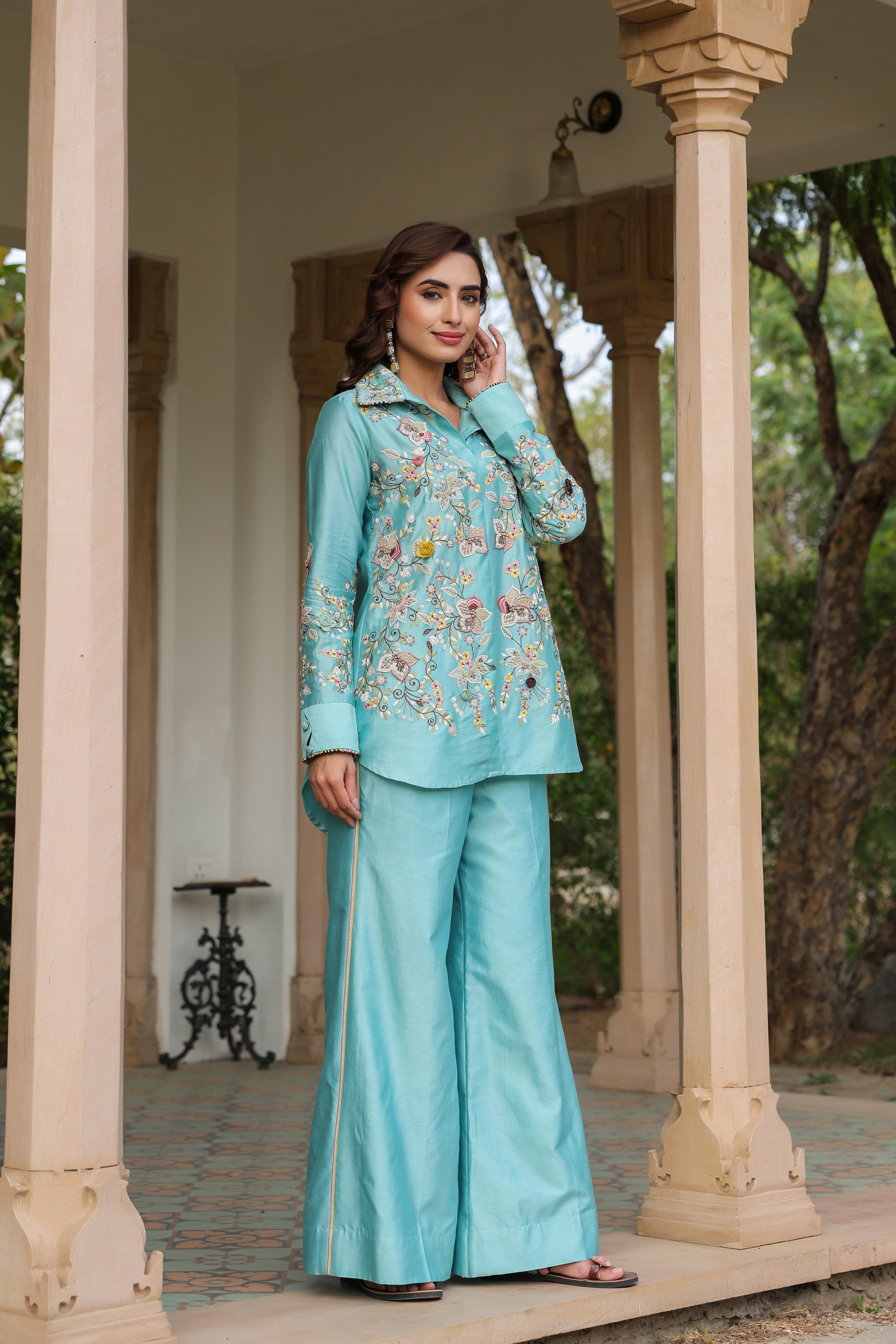 Blue Jaal Reet Co-ord Set