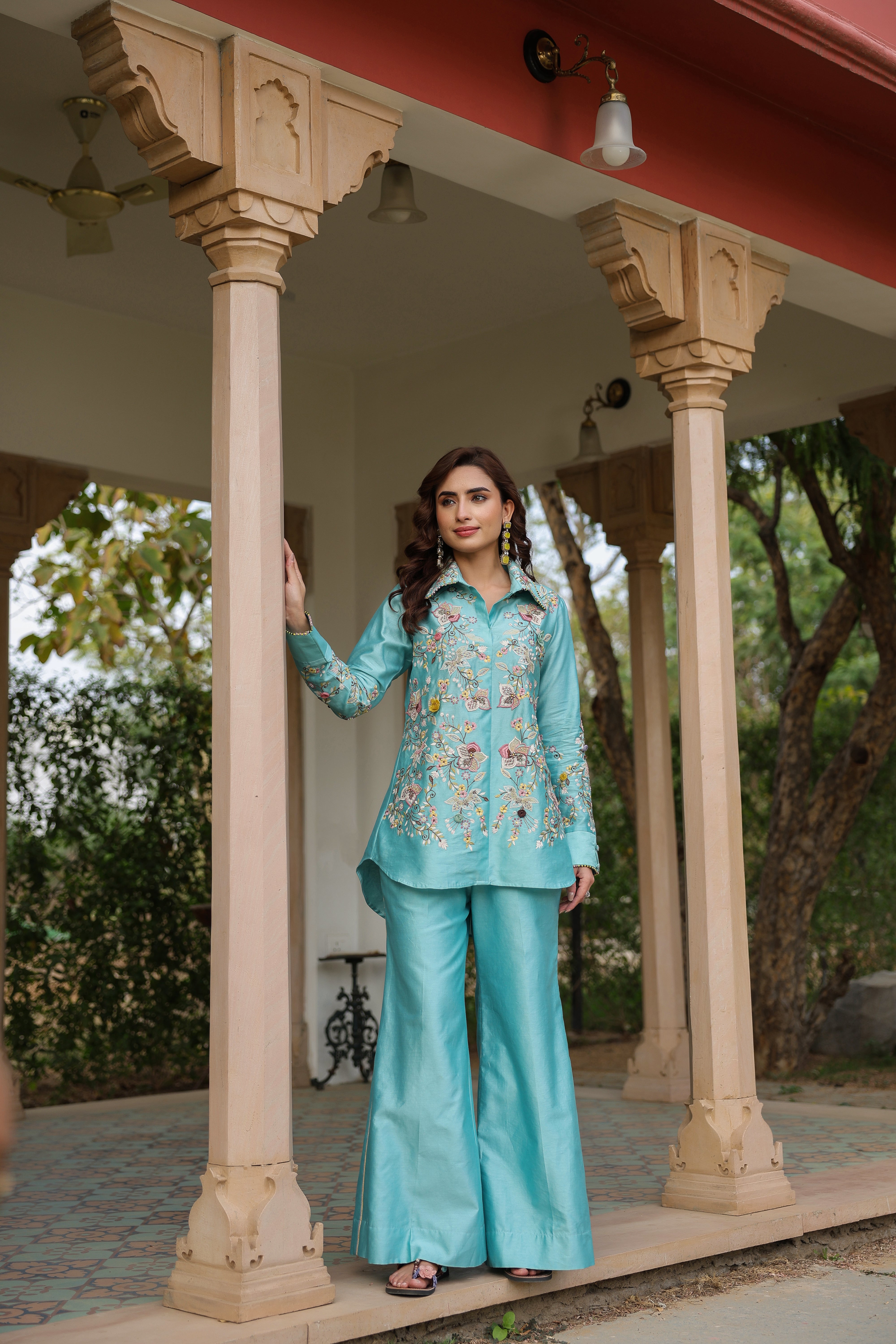 Blue Jaal Reet Co-ord Set