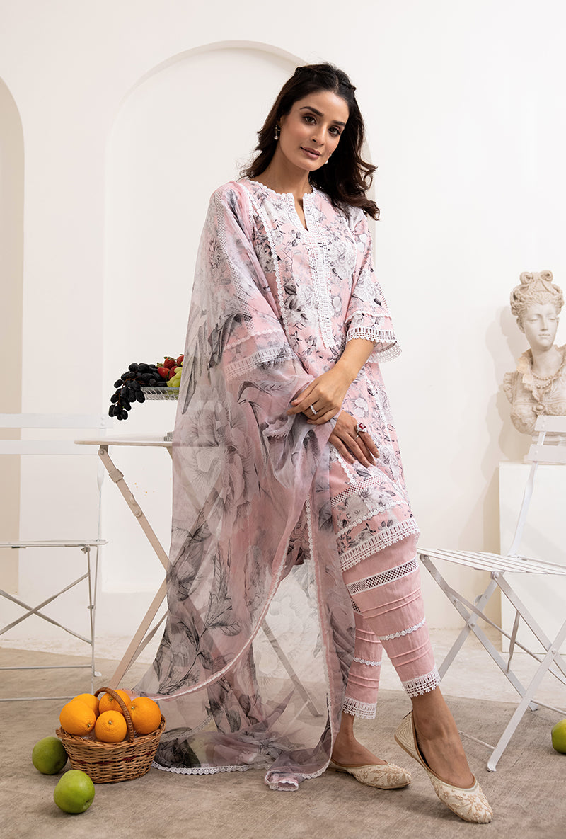 Pink Mono Saira Kurta Set