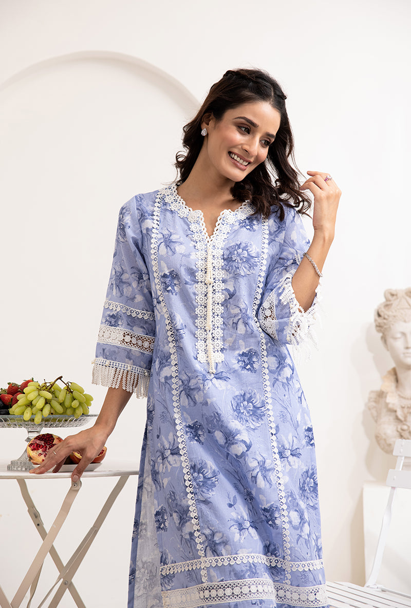 Lavender Pearl Tassel Saira Kurta Set