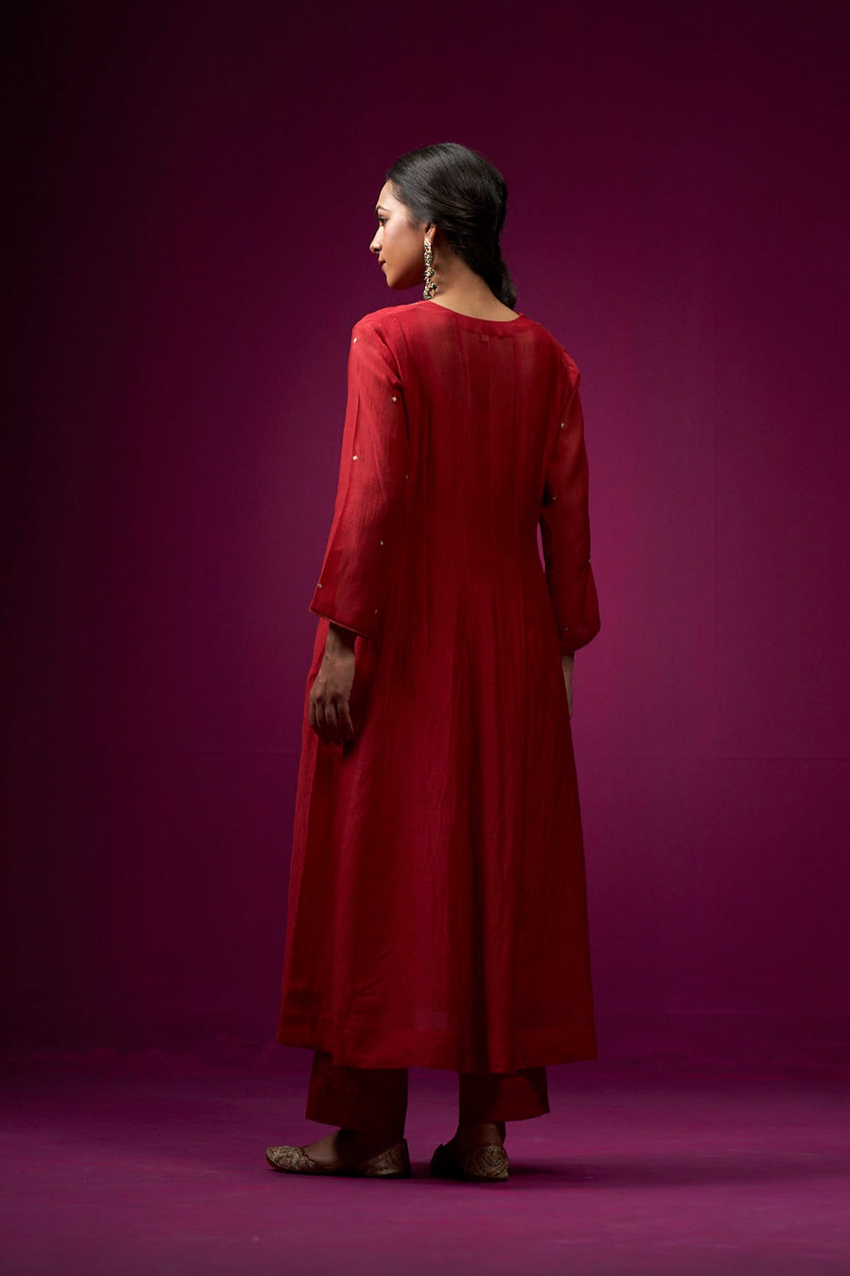 Red V-Neck Raas Kurta Set