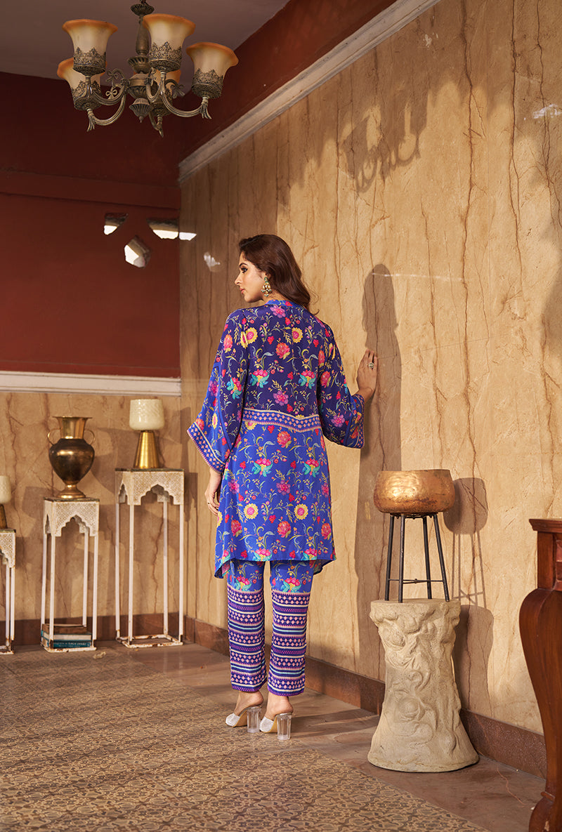 Blue All Over Print Roza Co-ord Set