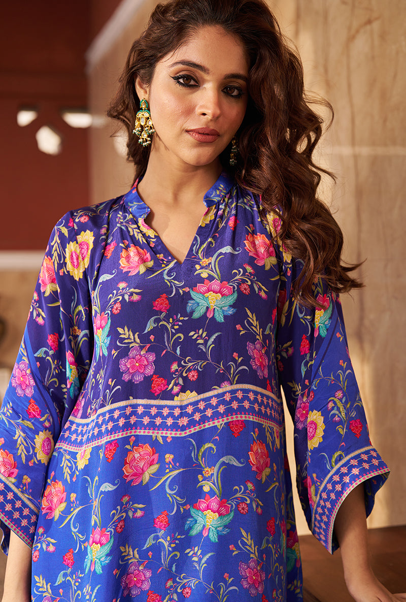Blue All Over Print Roza Co-ord Set