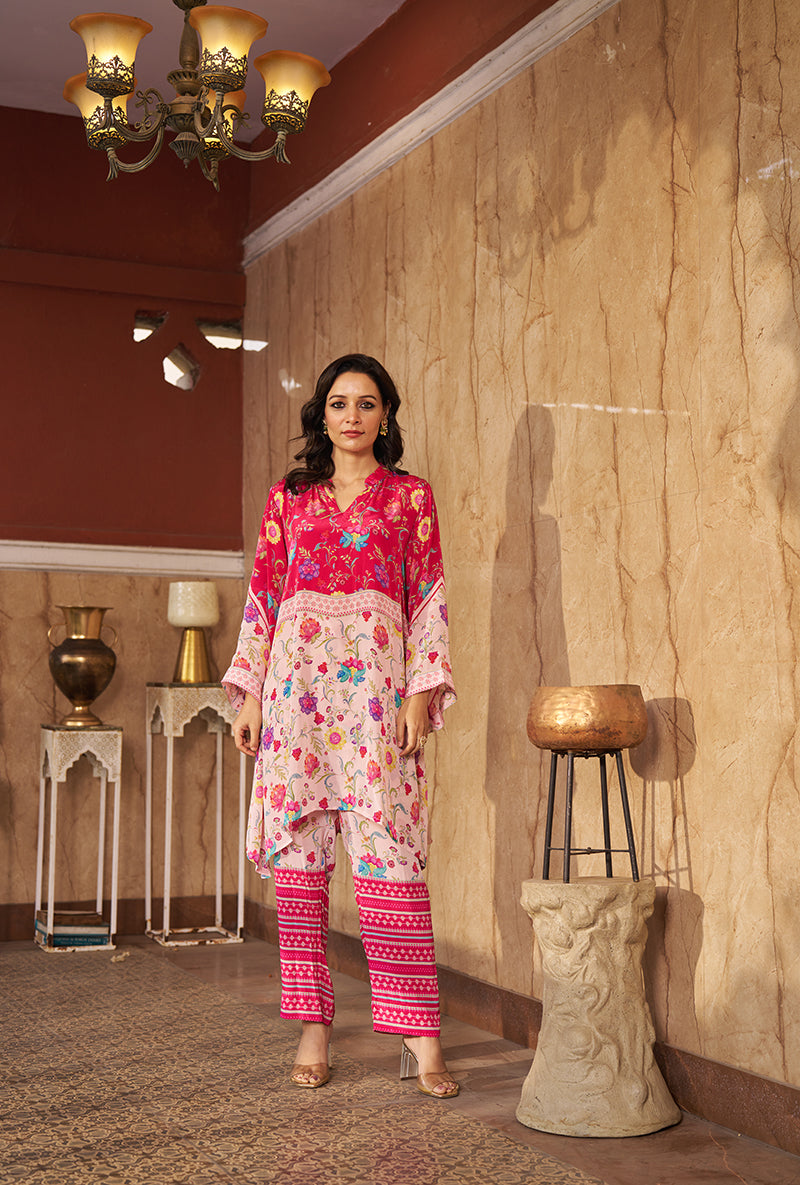 Pink All Over Print Roza Co-ord Set