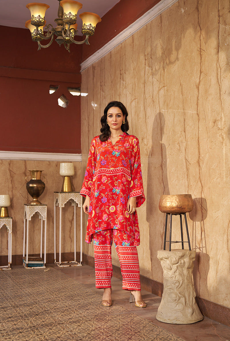 Burnt Orange Ruya All Over Print Roza Co-ord Set