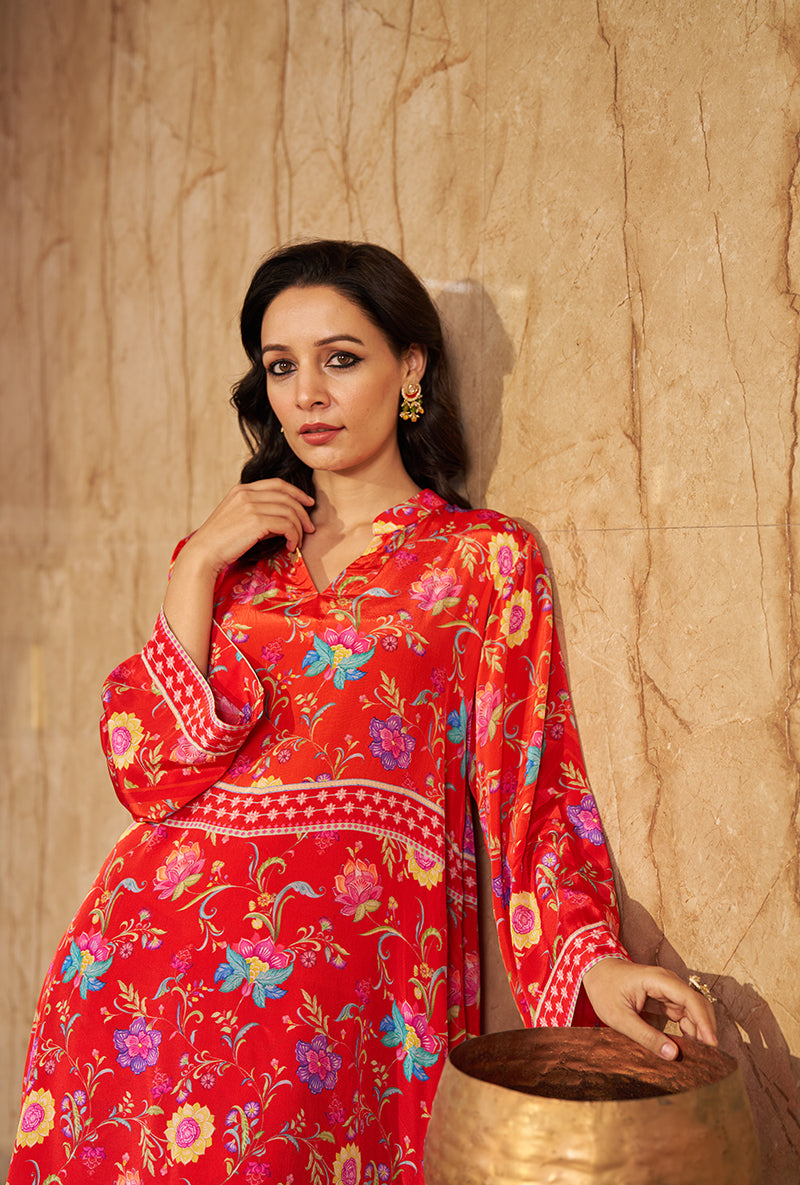 Burnt Orange Ruya All Over Print Roza Co-ord Set