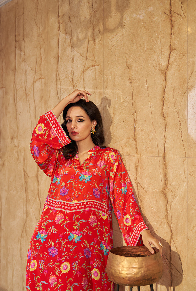 Burnt Orange Ruya All Over Print Roza Co-ord Set