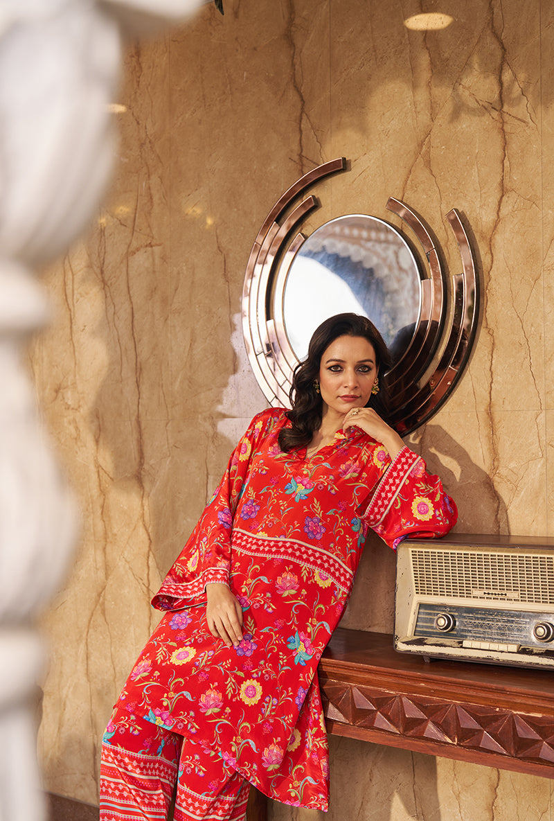 Burnt Orange Ruya All Over Print Roza Co-ord Set