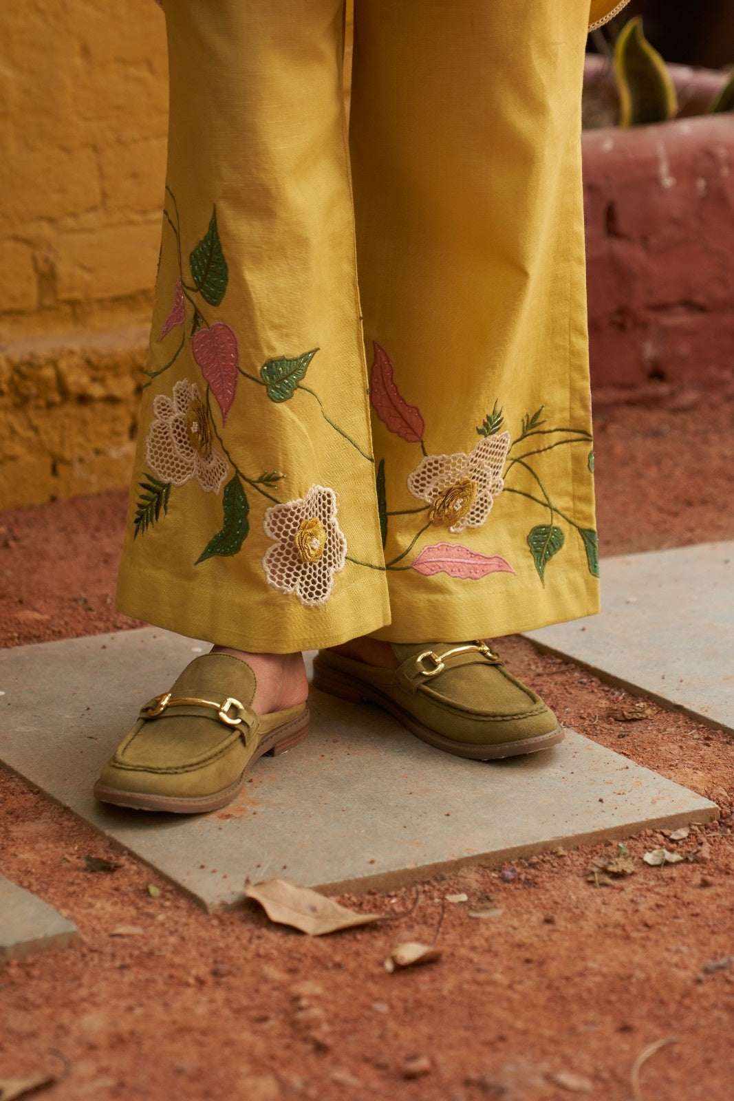 Yellow Resham Embroidered Marigold Maple Kurta Set
