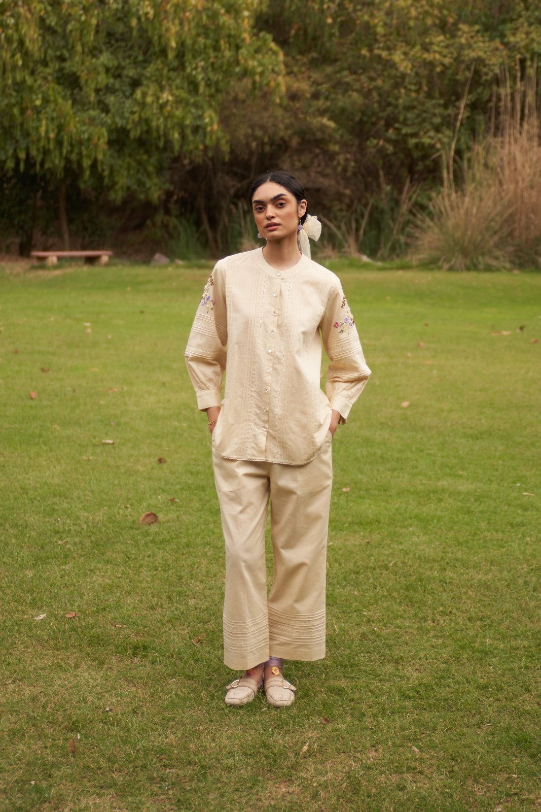 Beige Peony Maple Co-Ord Set