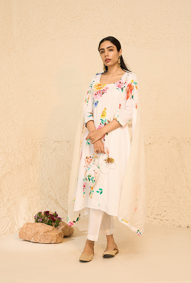 White A-line Bliss Kurta Set