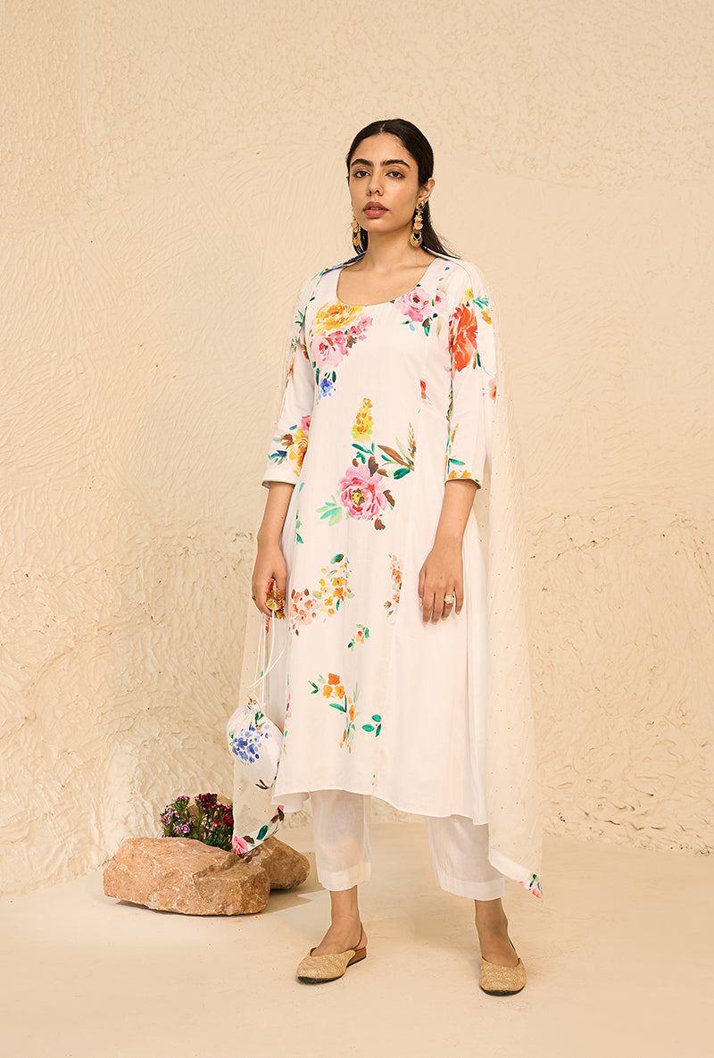 White A-line Bliss Kurta Set