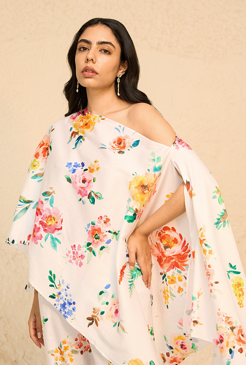 White Off-shoulder Bliss Kaftan Set