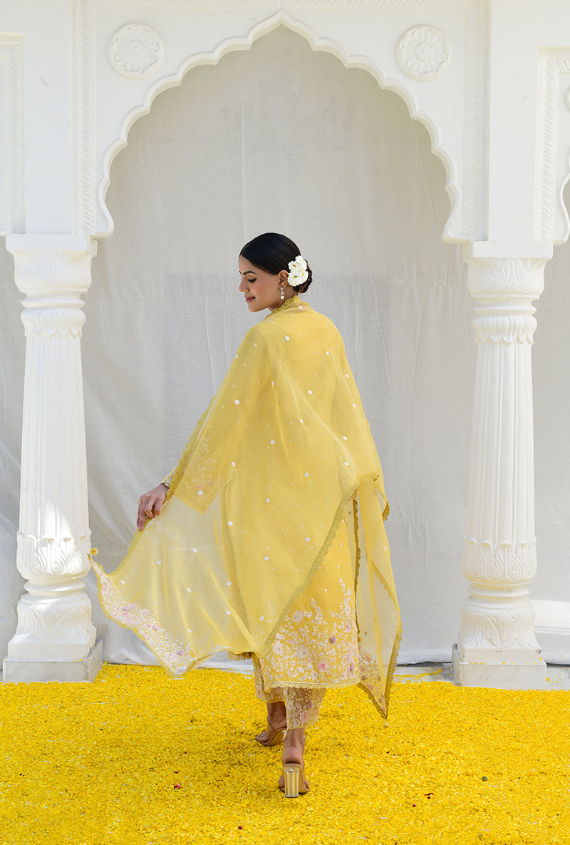 Yellow Heavy Long Izra Kurta Set