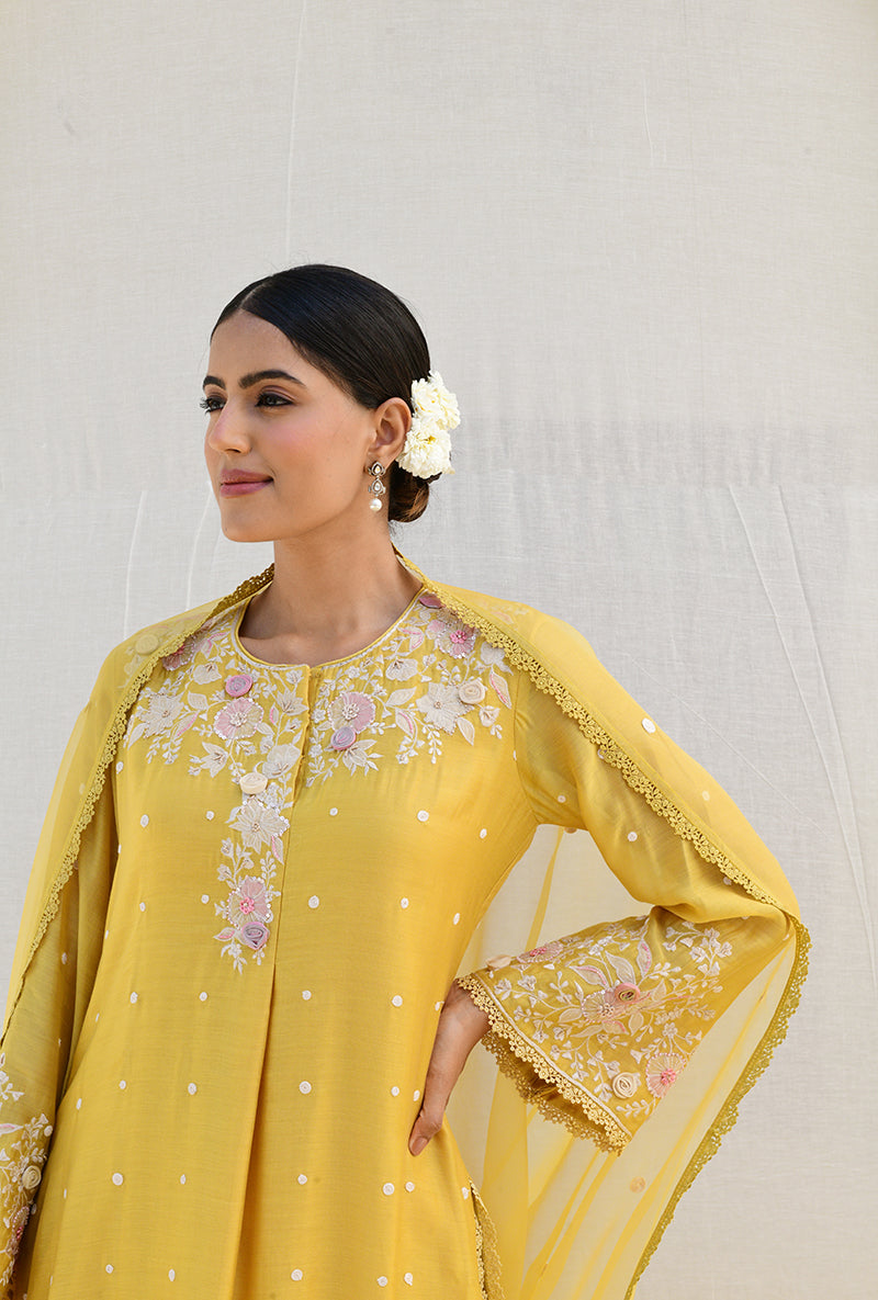 Yellow Heavy Long Izra Kurta Set