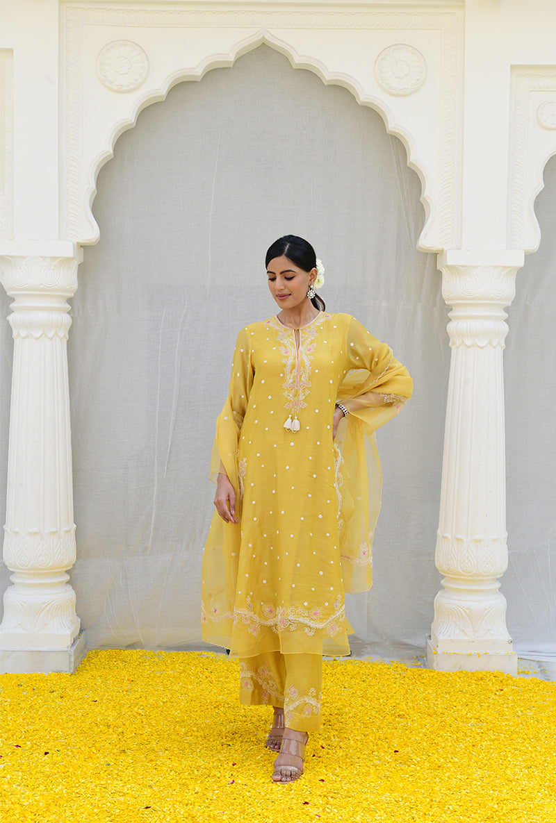 Yellow Long Izra Kurta Set