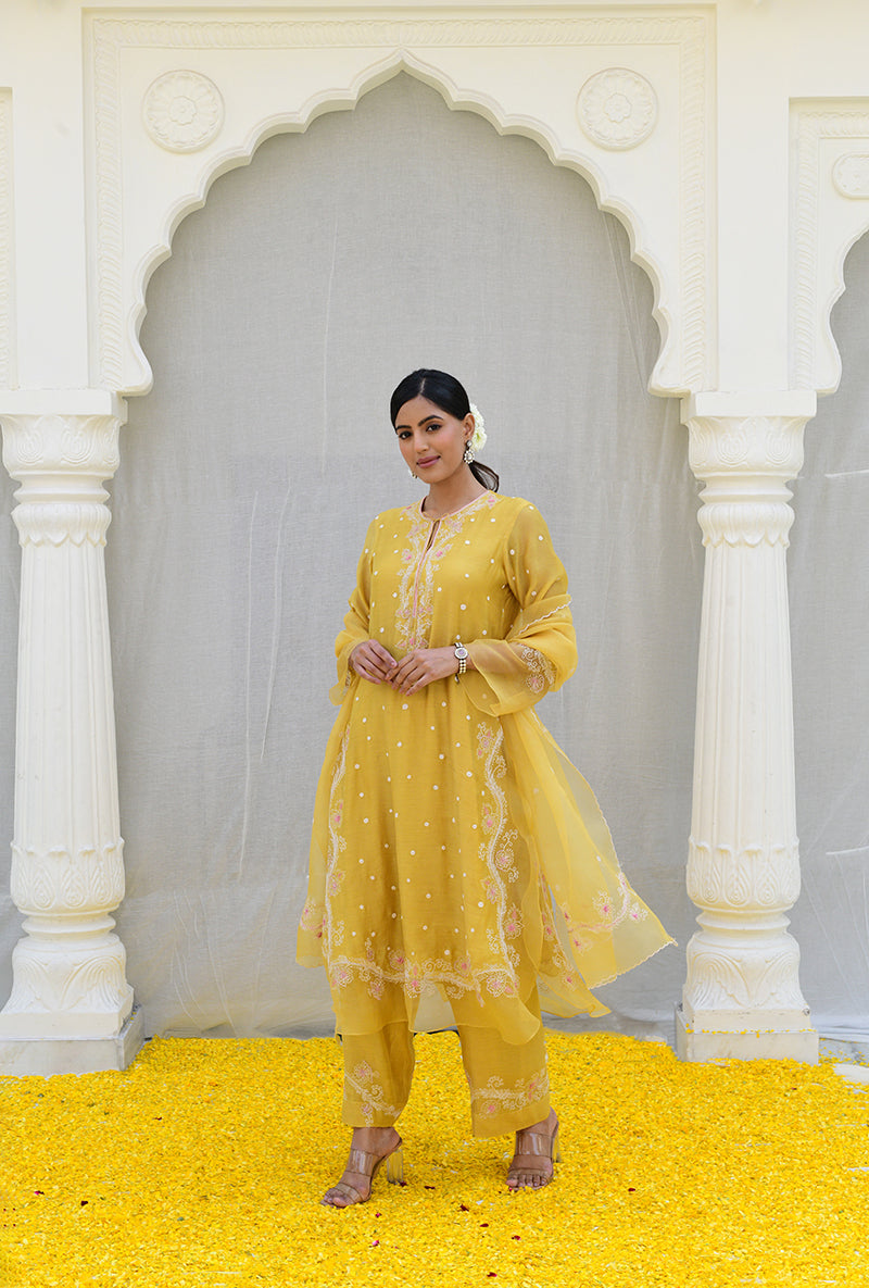 Yellow Long Izra Kurta Set