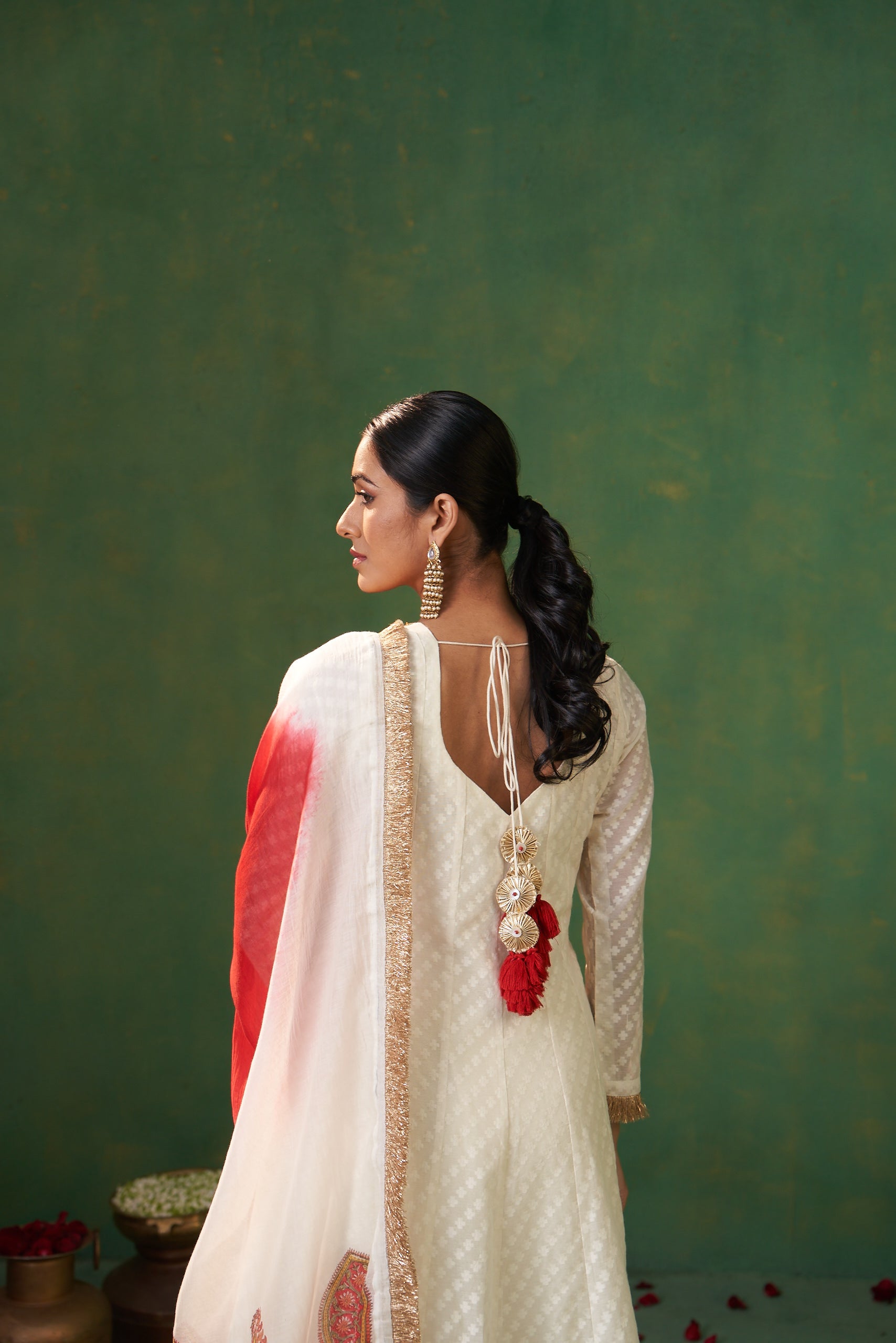 Off White Hand Emroidered Farah Anarkali Set