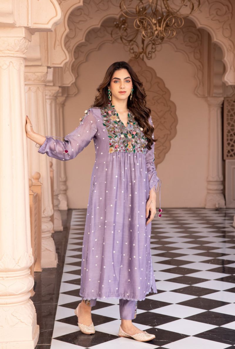 Lilac Orchid Frockstyle Sahiba Kurta Set