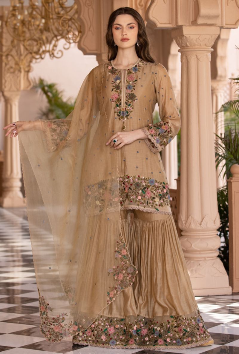 Beige Orchid Sahiba Gharara Set