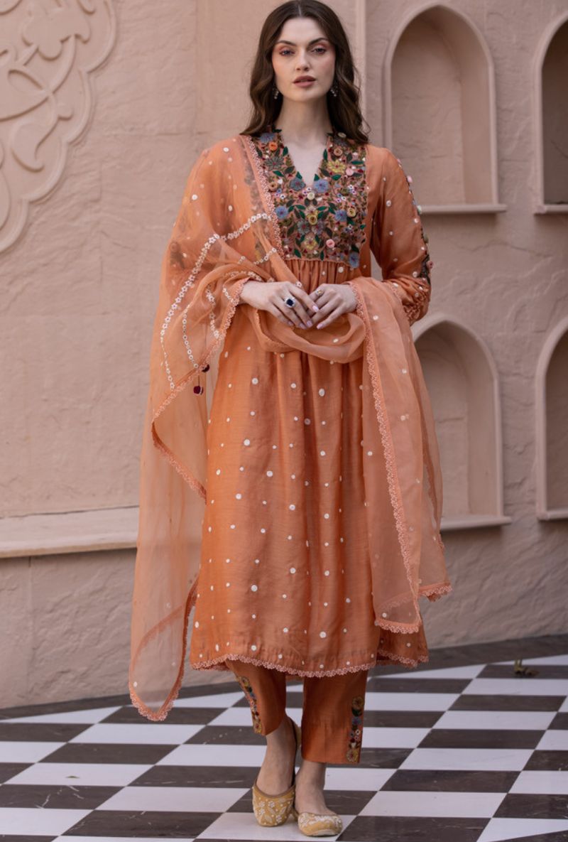 Peach Orchid Frockstyle Sahiba Kurta Set