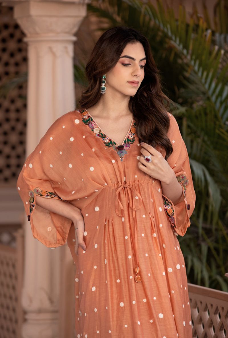 Peach Orchid Long Sahiba Kaftan