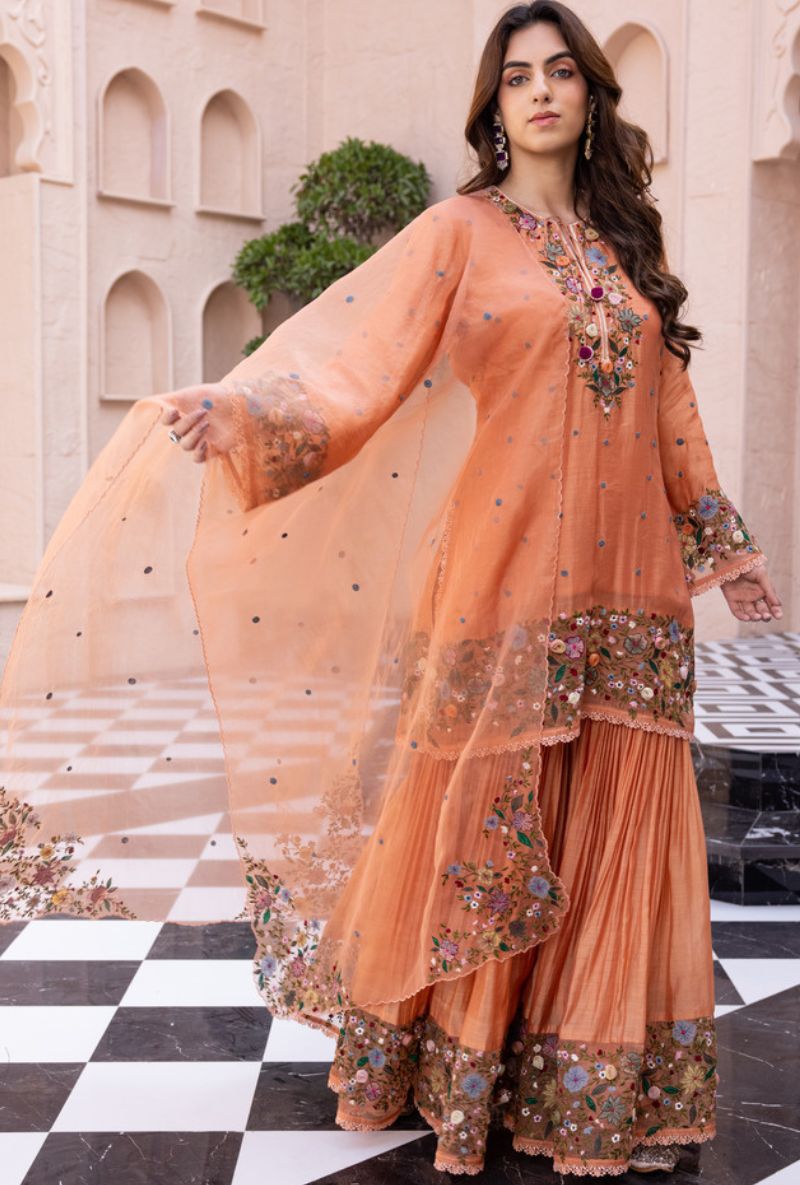 Peach Orchid Sahiba Gharara Set