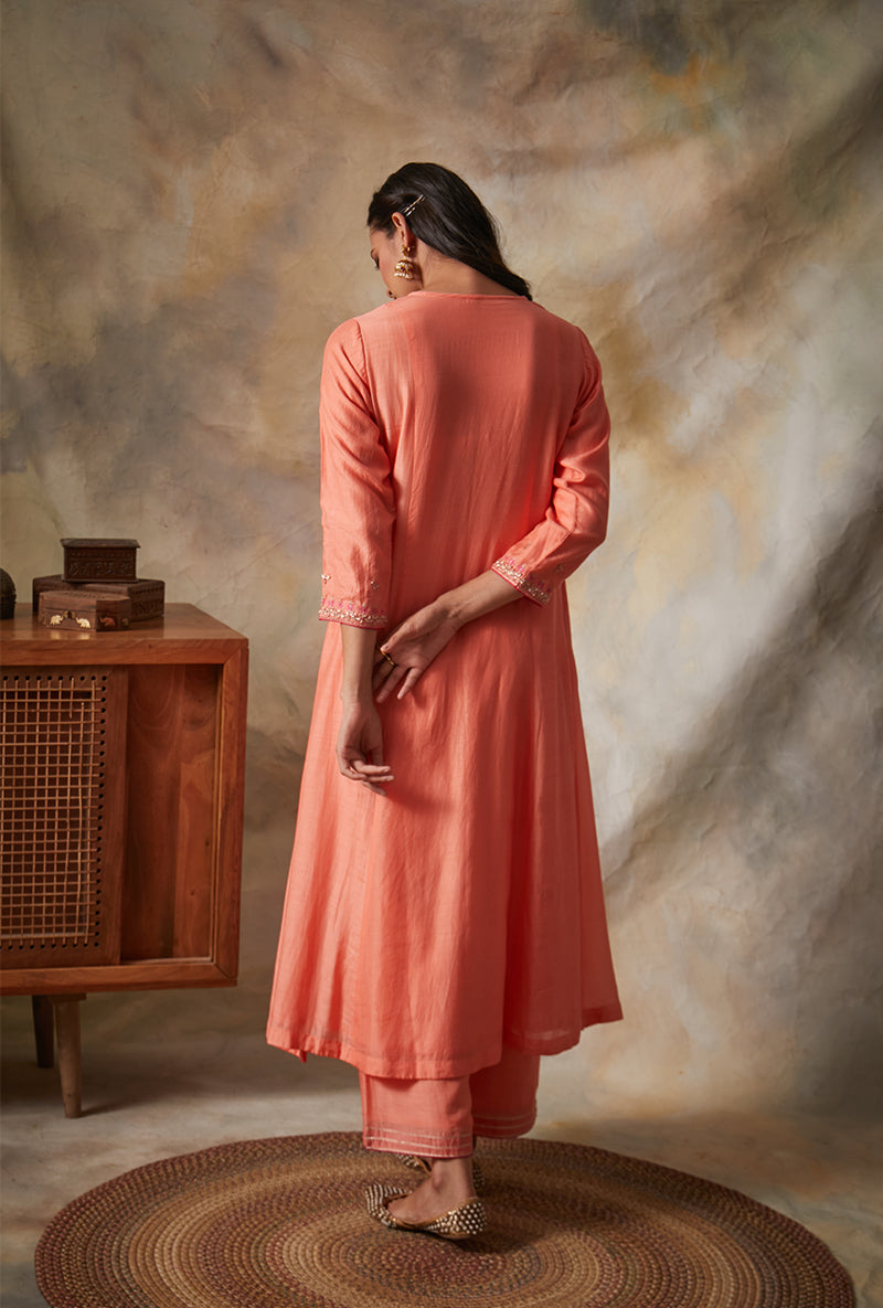 Coral A-line Mahi Kurta Set