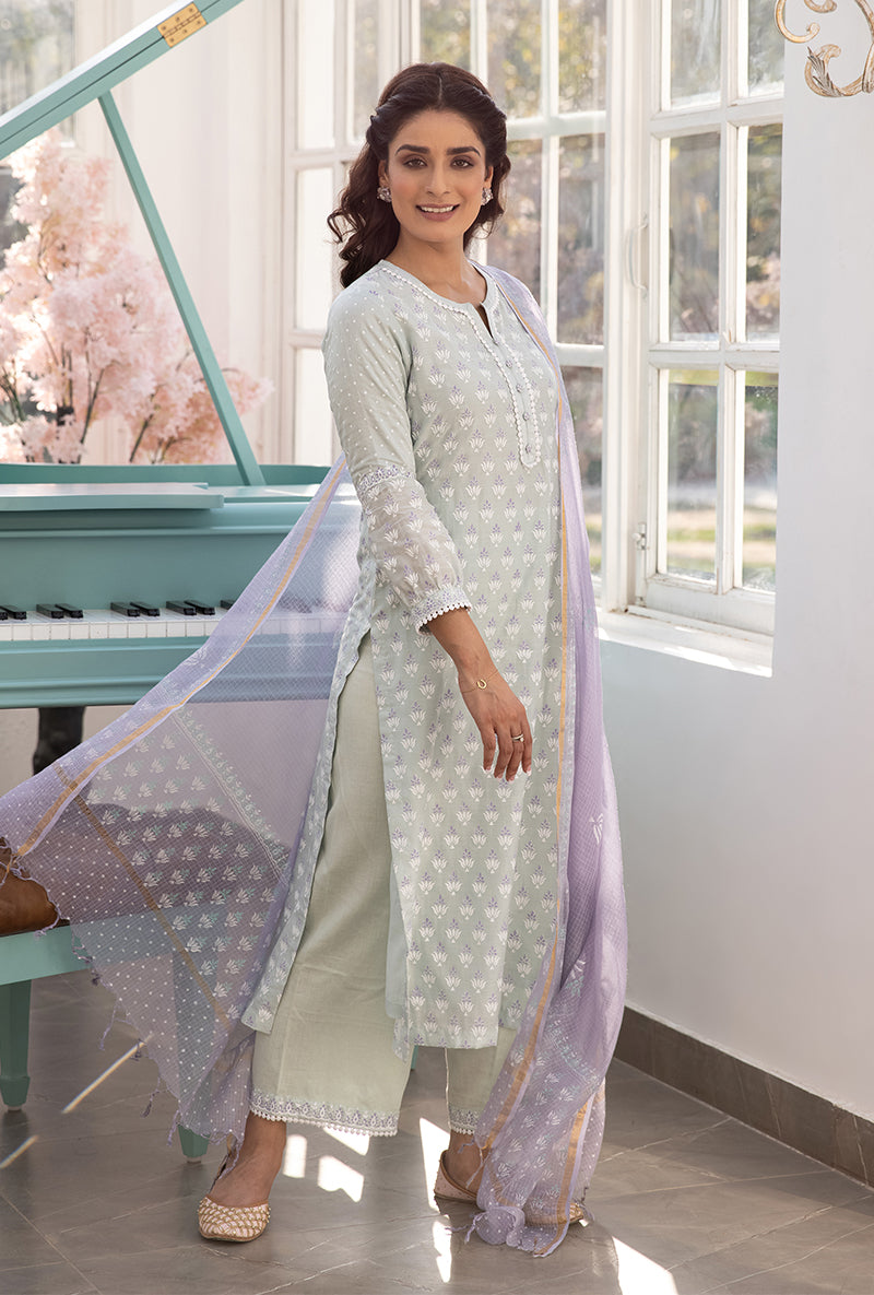 Mint Green Straight Aisha Kurta Set