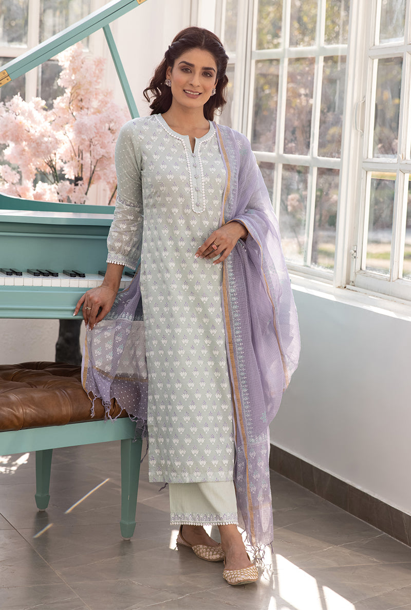 Mint Green Straight Aisha Kurta Set