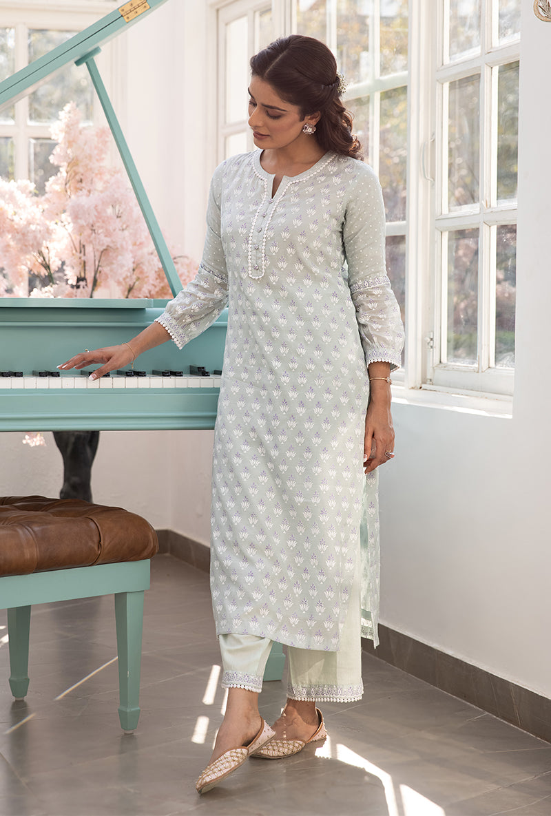 Mint Green Straight Aisha Kurta Set