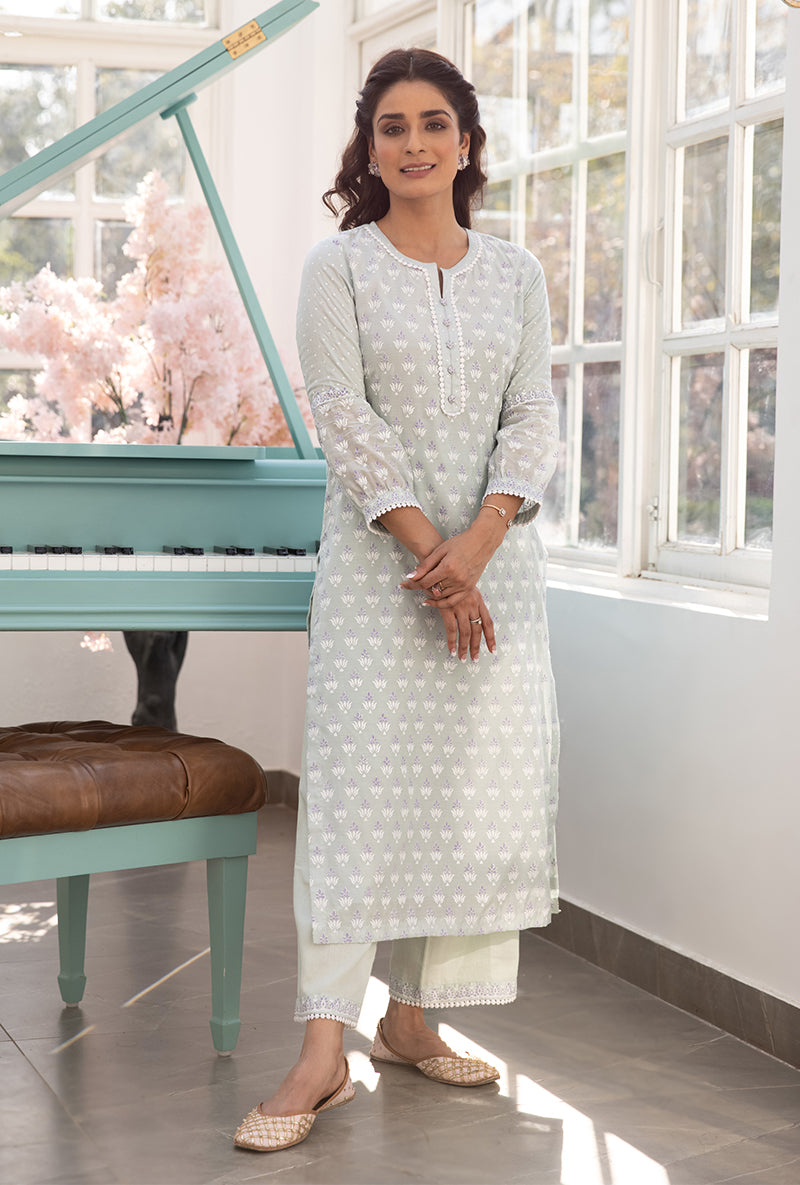 Mint Green Straight Aisha Kurta Set