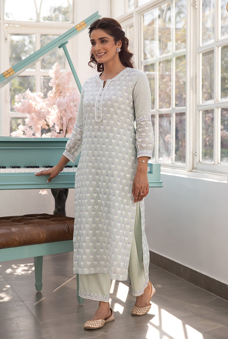 Mint Green Straight Aisha Kurta Set