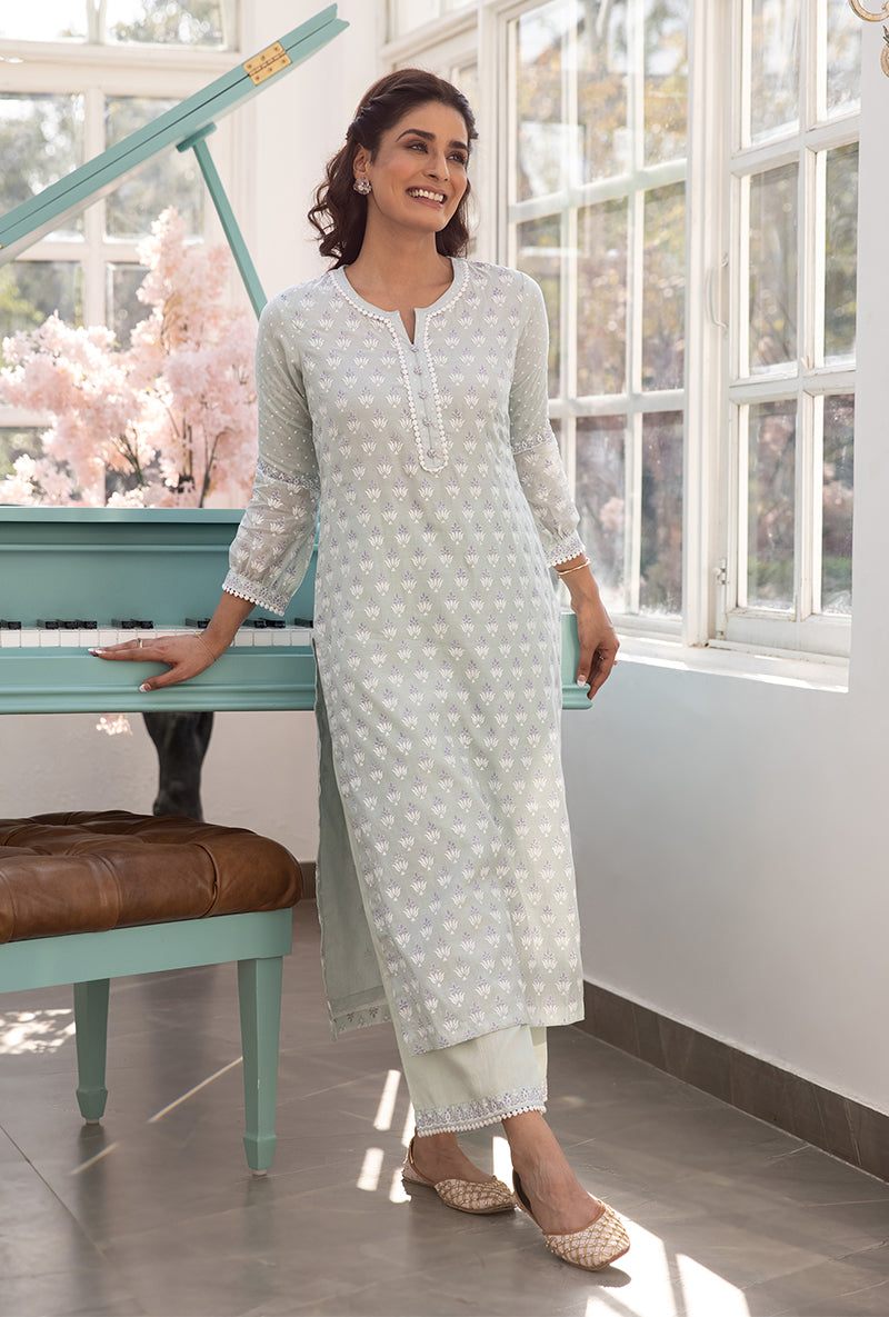 Mint Green Straight Aisha Kurta Set