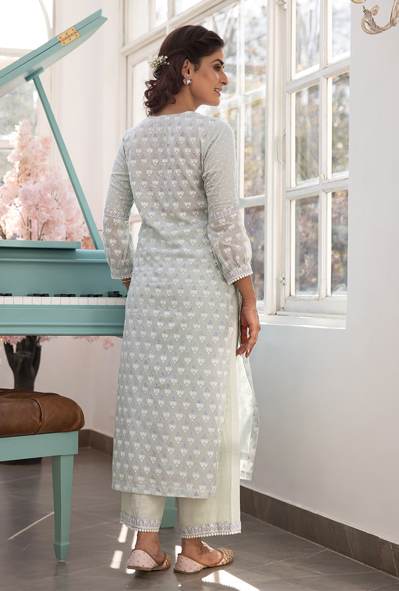 Mint Green Straight Aisha Kurta Set