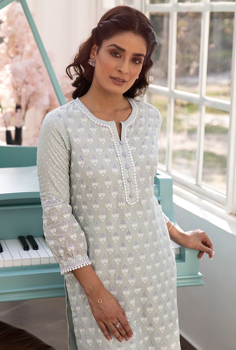 Mint Green Straight Aisha Kurta Set