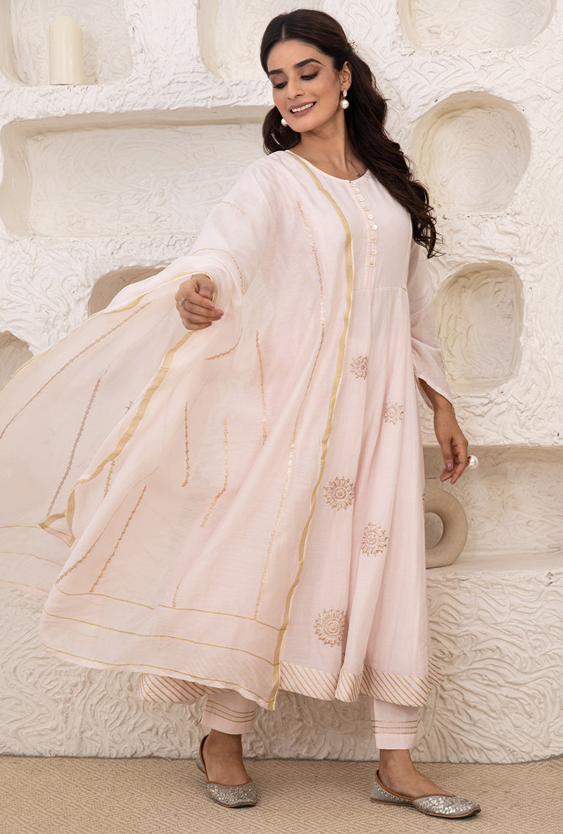 Powder Pink Kalidaar Tahira Kurta Set